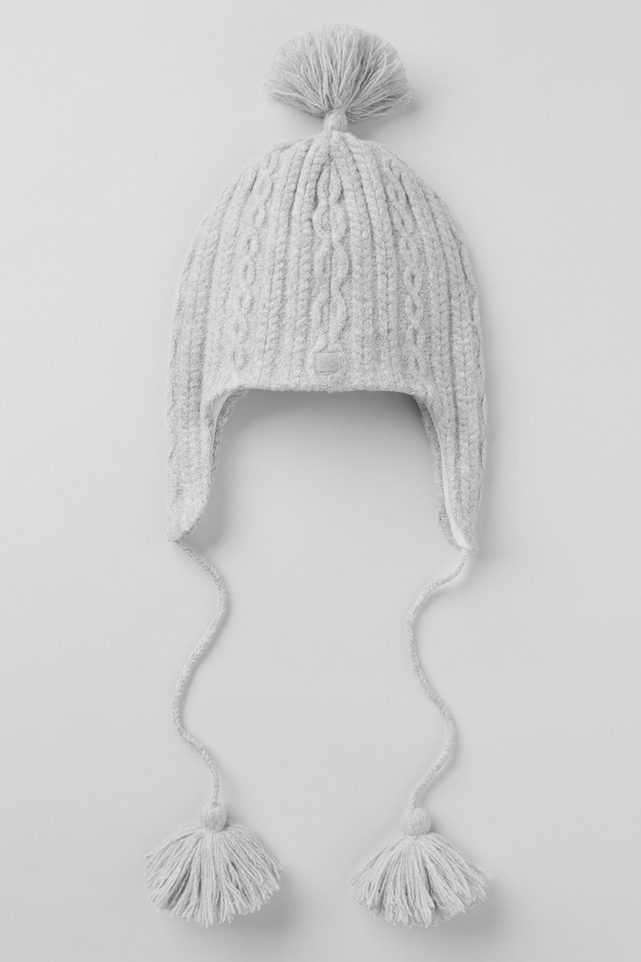 alo Cable Knit Winter Bliss Earflap Beanie - Athletic Heather Grey