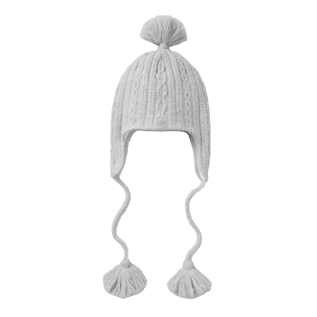 ALO Cable Knit Winter Bliss Earflap Beanie - Athletic Heather Grey