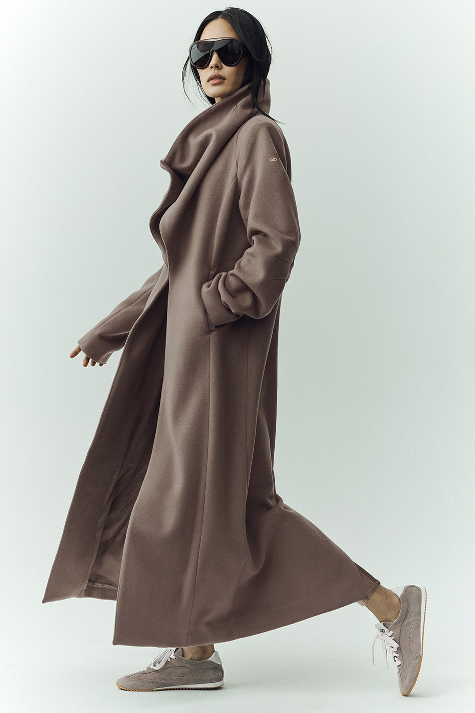 alo Wool Blend Nightfall Long Coat - Alpine Cocoa Heather