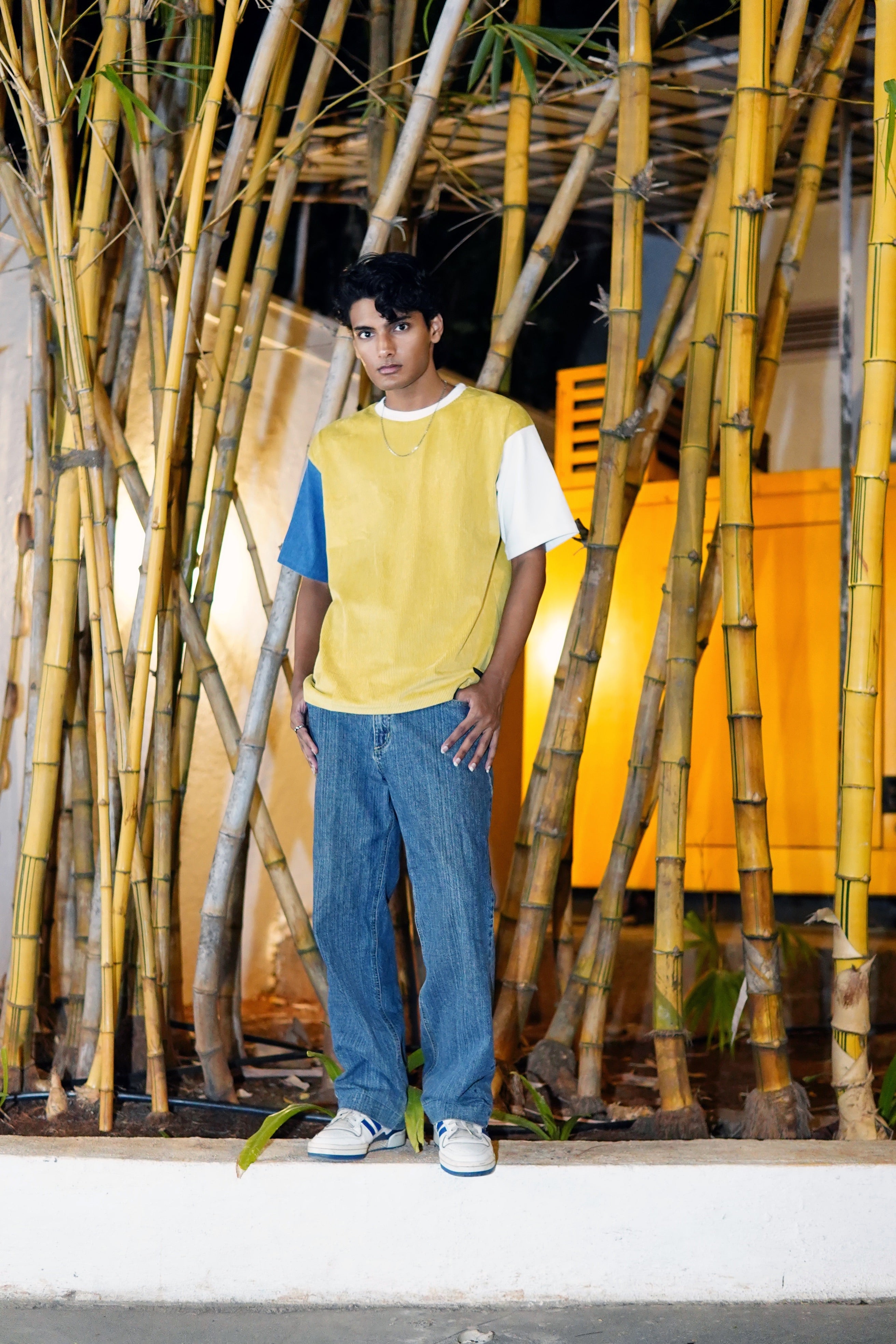 YELLOW CORDUROY T-SHIRT