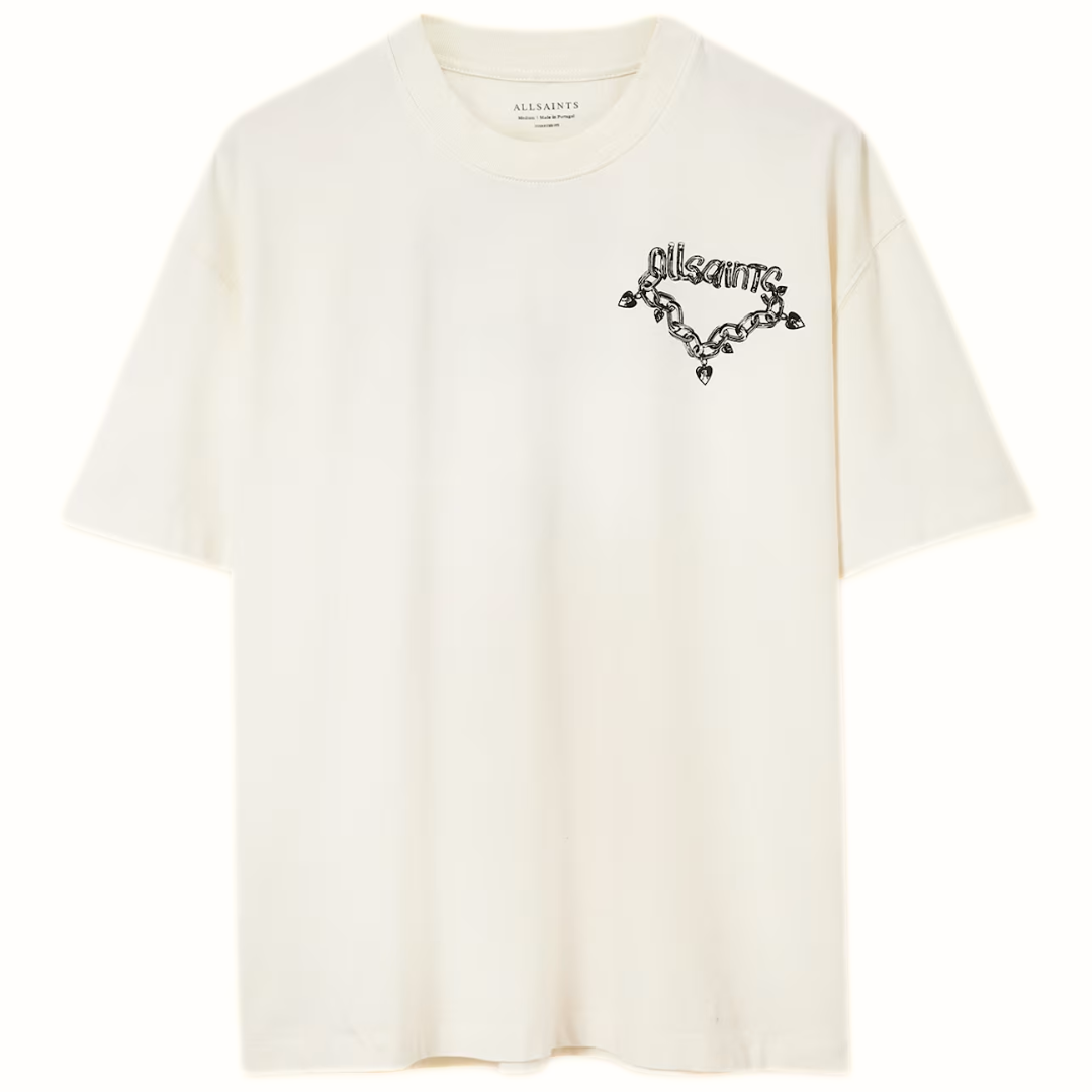 ALL SAINTS DRIP SS CREW OVERSIZED T-SHIRT CHALK WHITE
