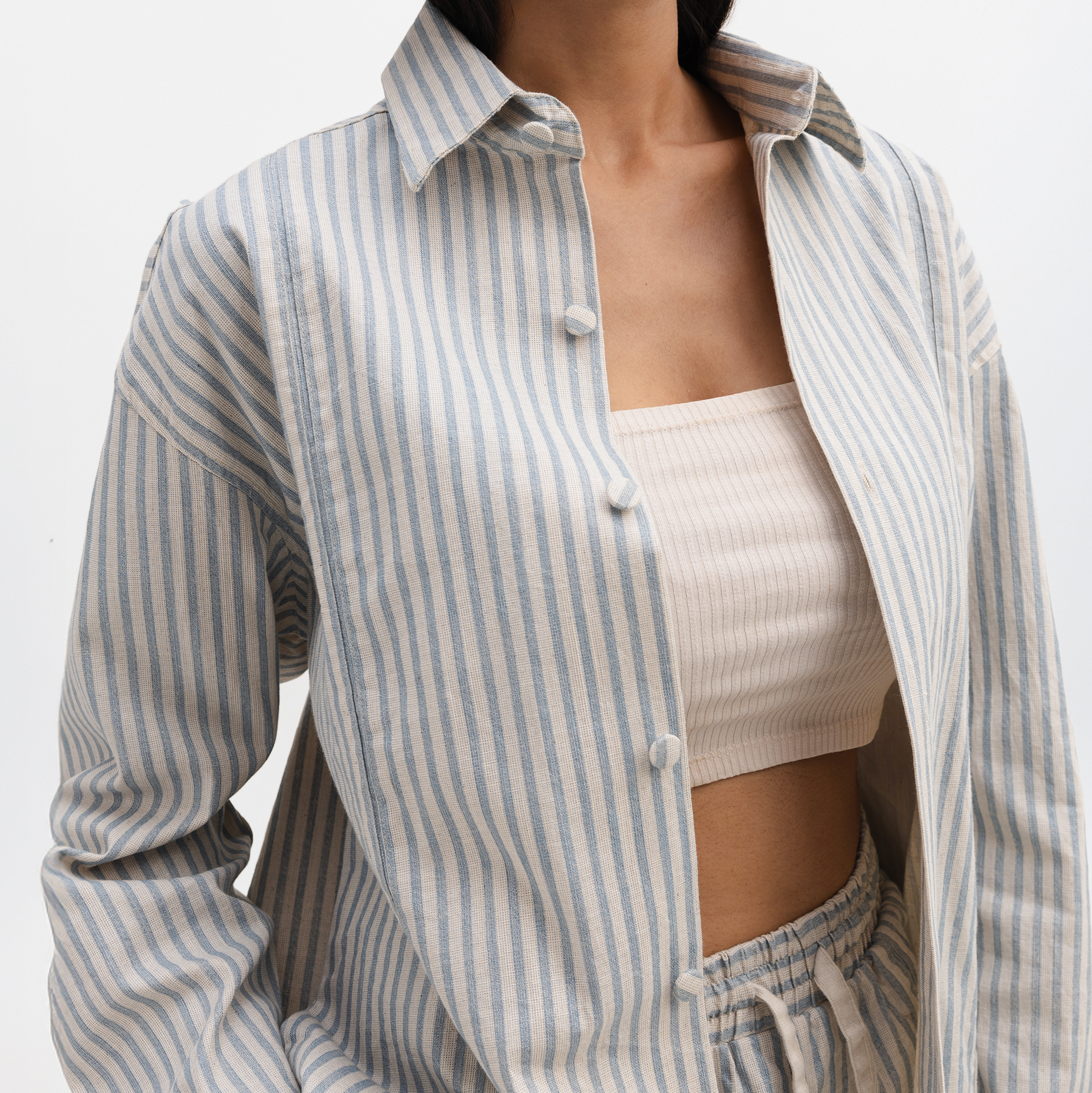 AQUA STRIPED FULL-SLEEVE SHIRT