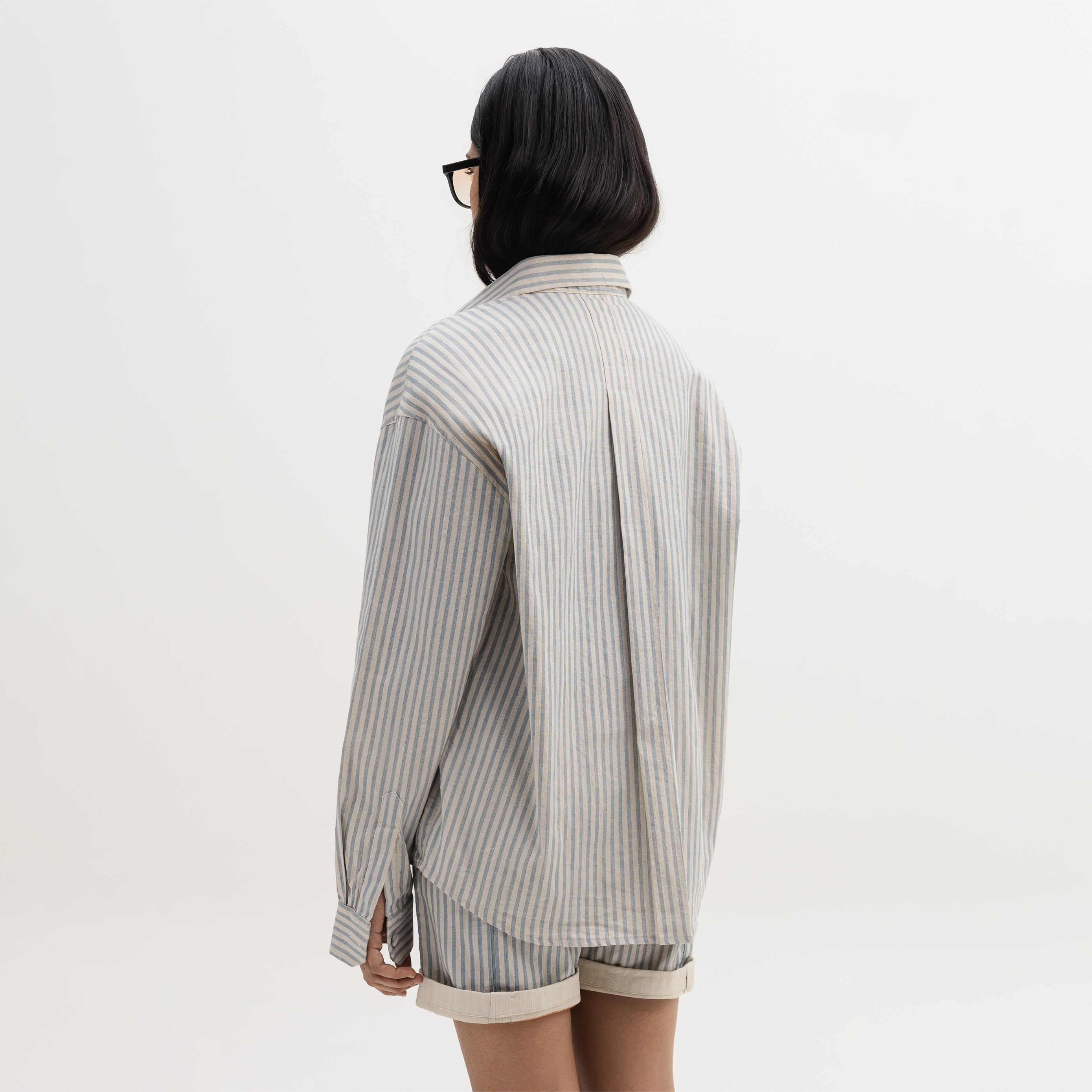 AQUA STRIPED FULL-SLEEVE SHIRT