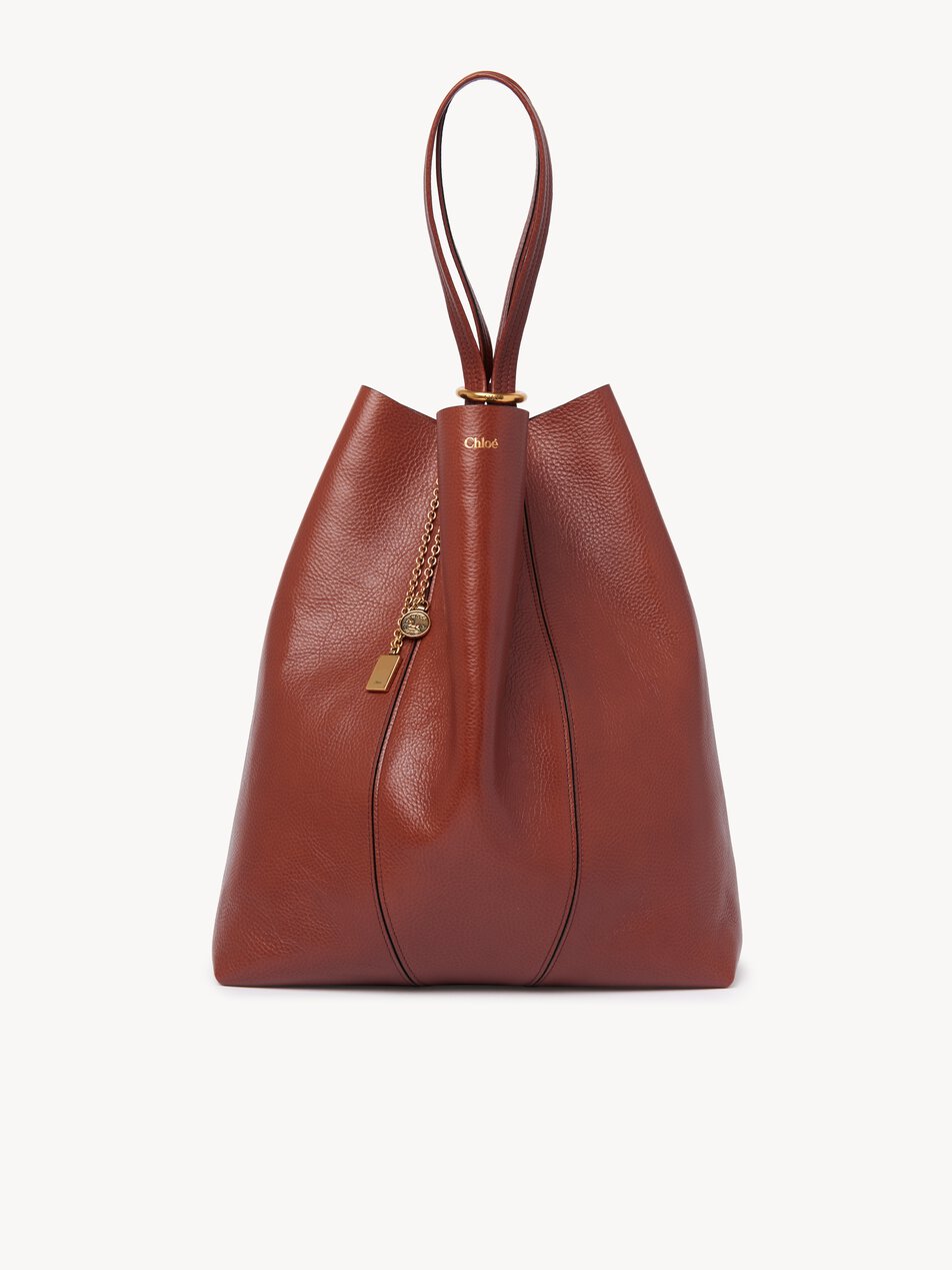 CHLOE Large Chloé Spin tote bag in grained leather Blushy Brown