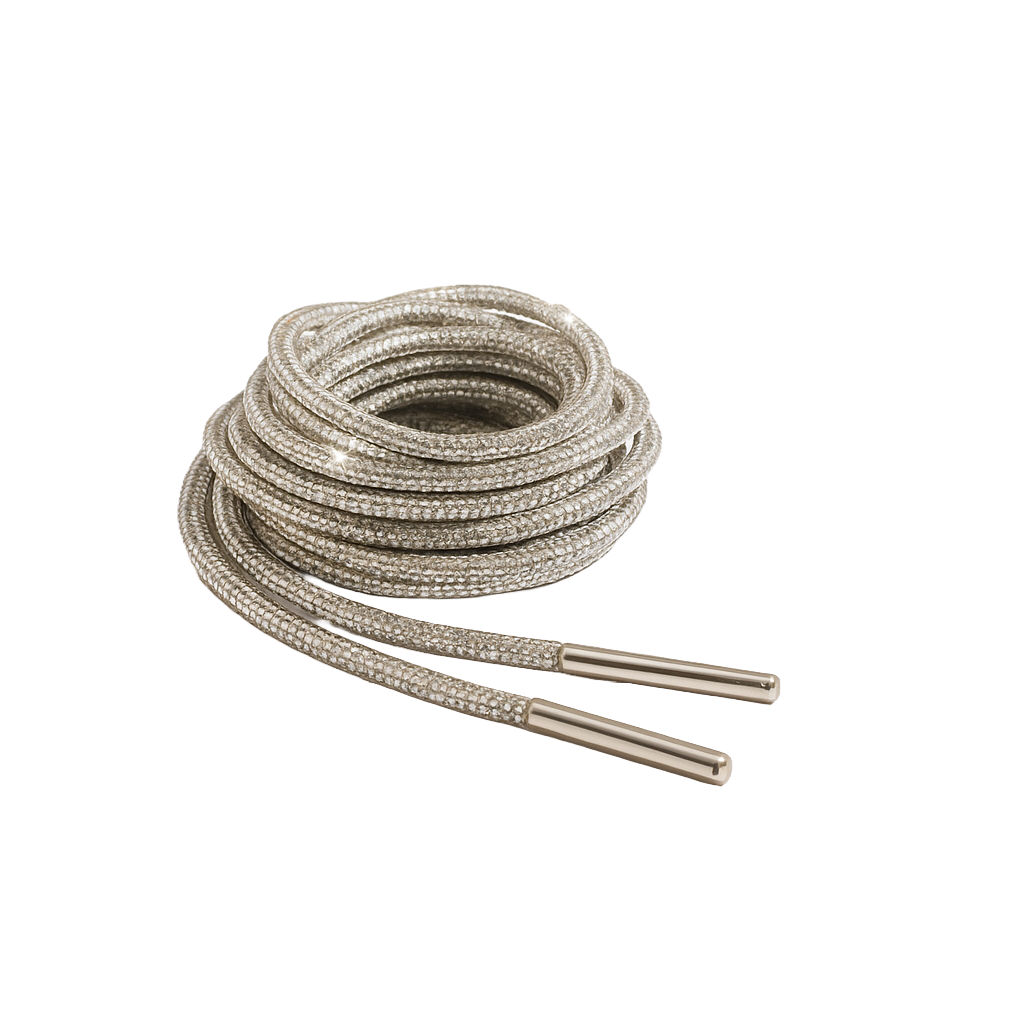 Mystic Silver Rhinestone Shoelaces – Sparkly Crystal Laces for Sneakers, Boots & Dress Shoes By KNOTTY