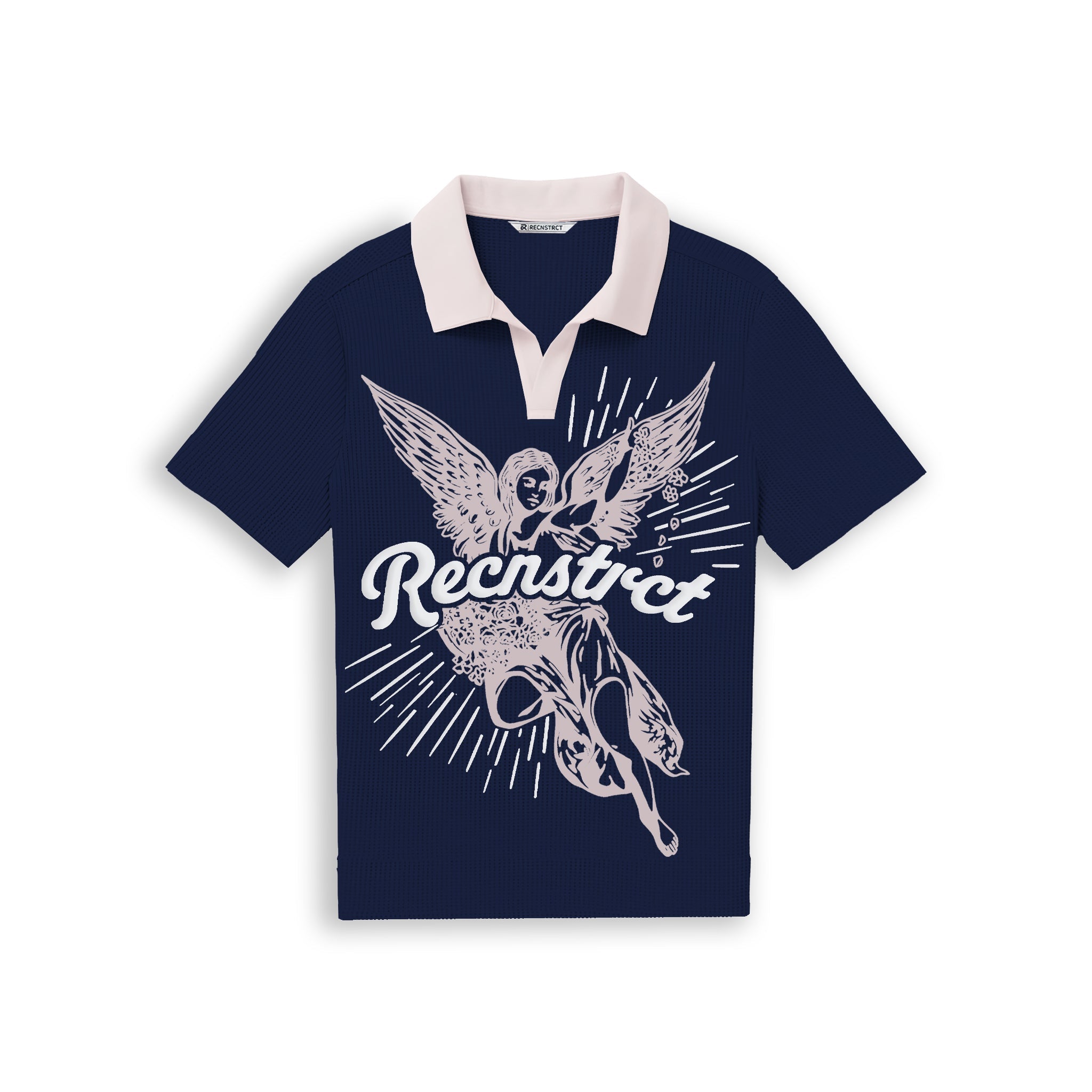 Angela Waffleknit Polo Tshirt - Navy Blue