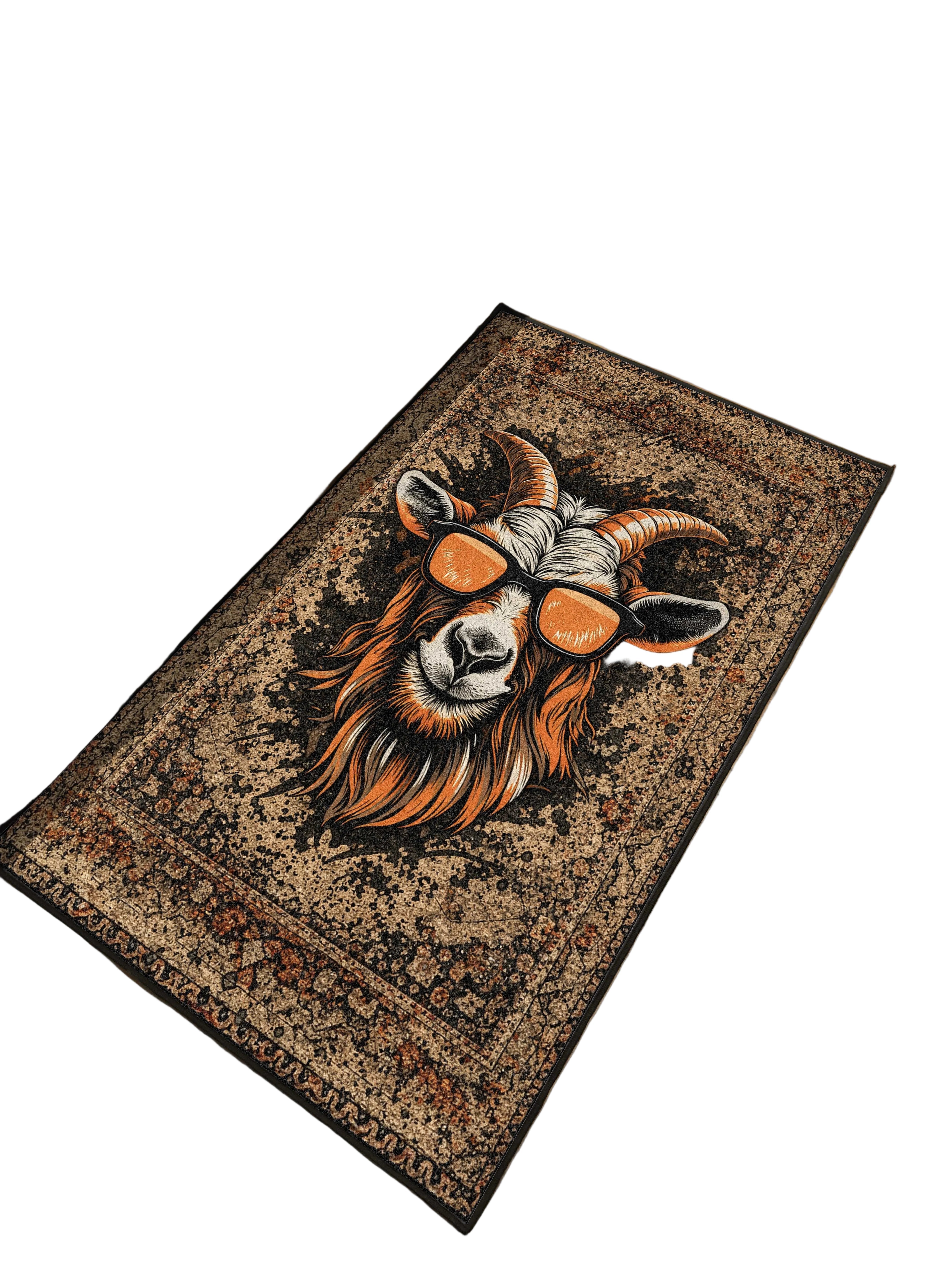 Summer goat Traditional Washable Custom Rug