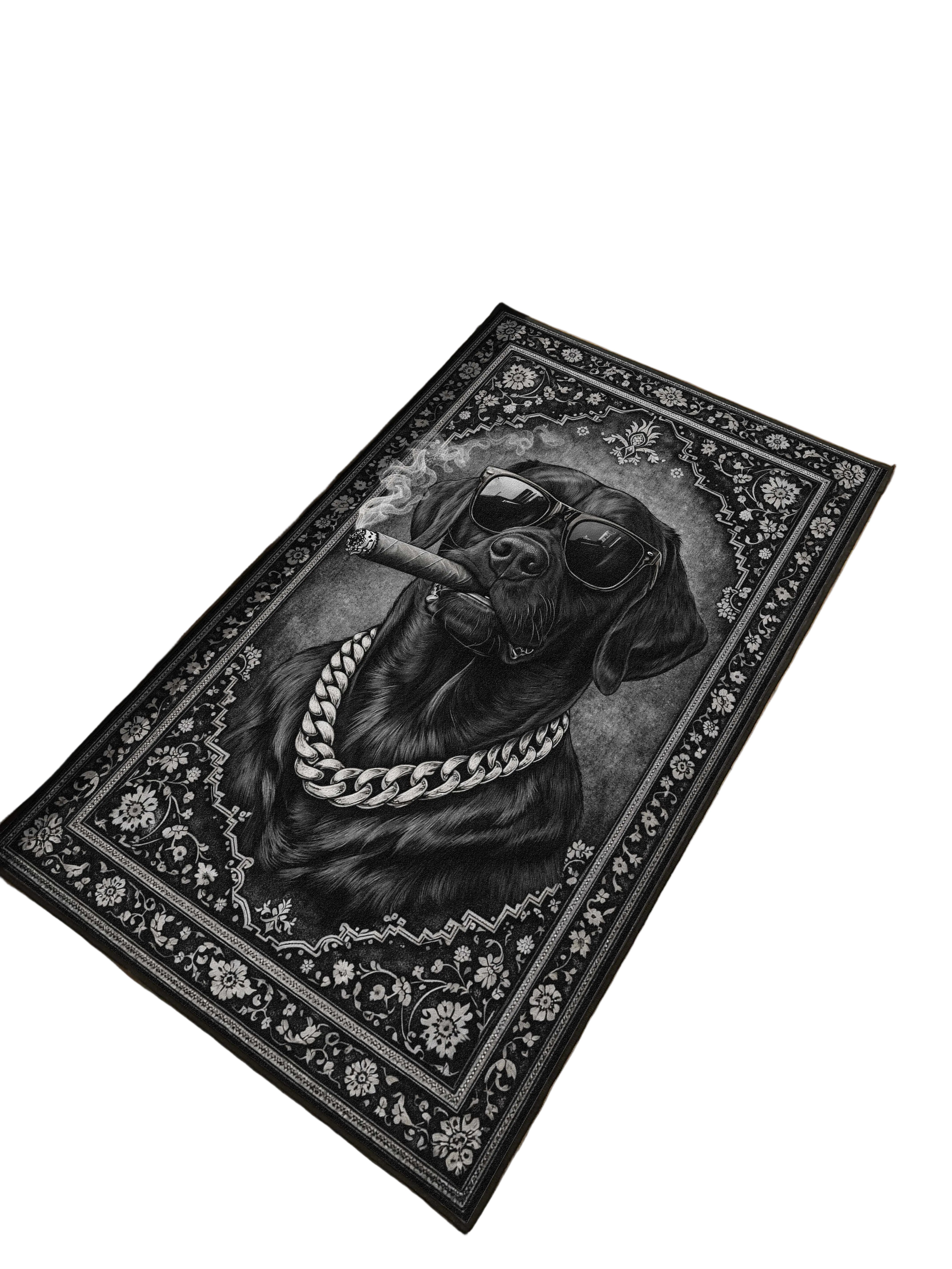 Monochromatic Smoking Dog Traditional Washable Custom Rug