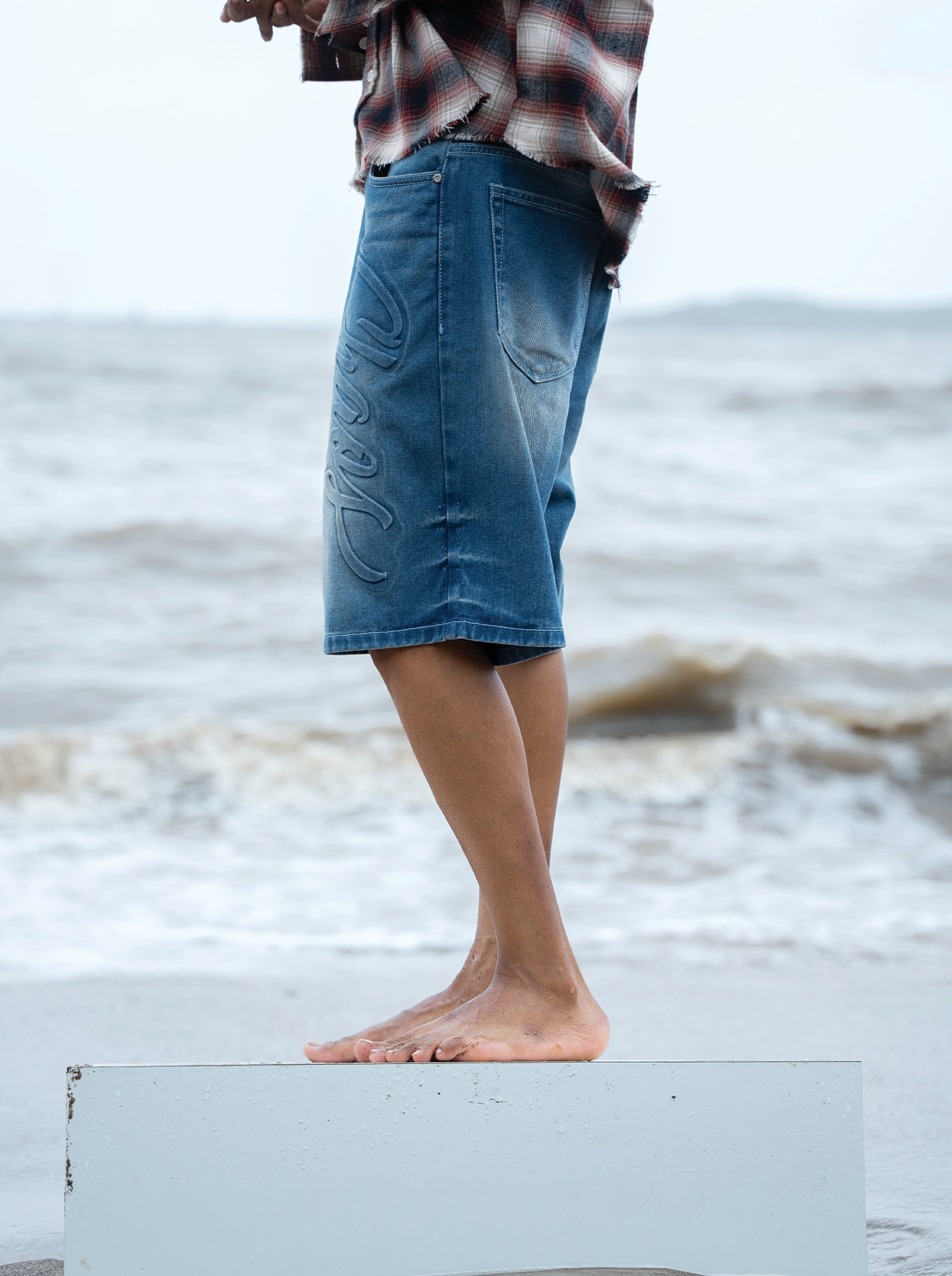 Washed Jorts Light Blue