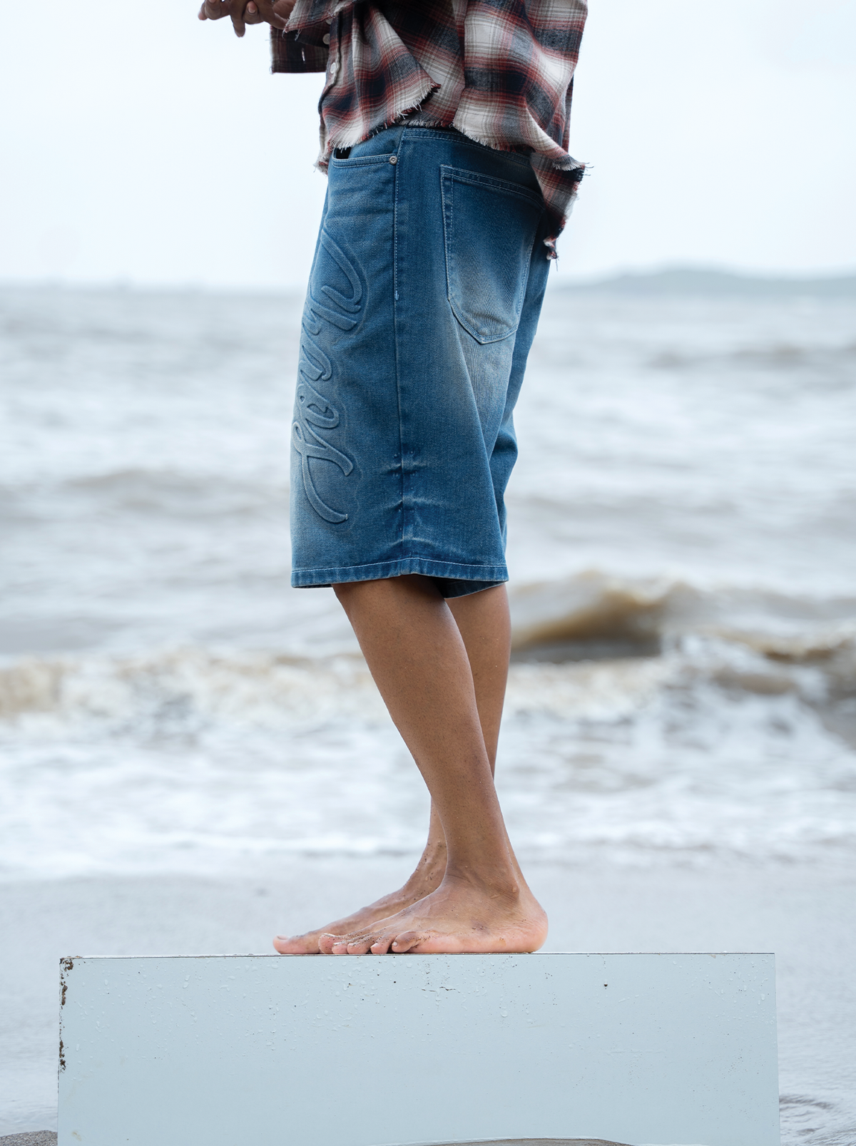 Washed Jorts Light Blue
