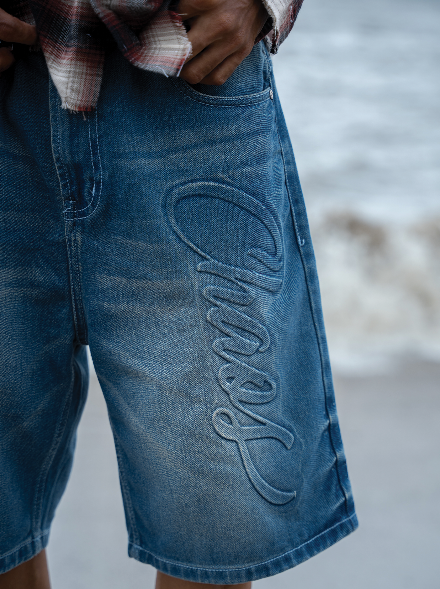 Washed Jorts Light Blue