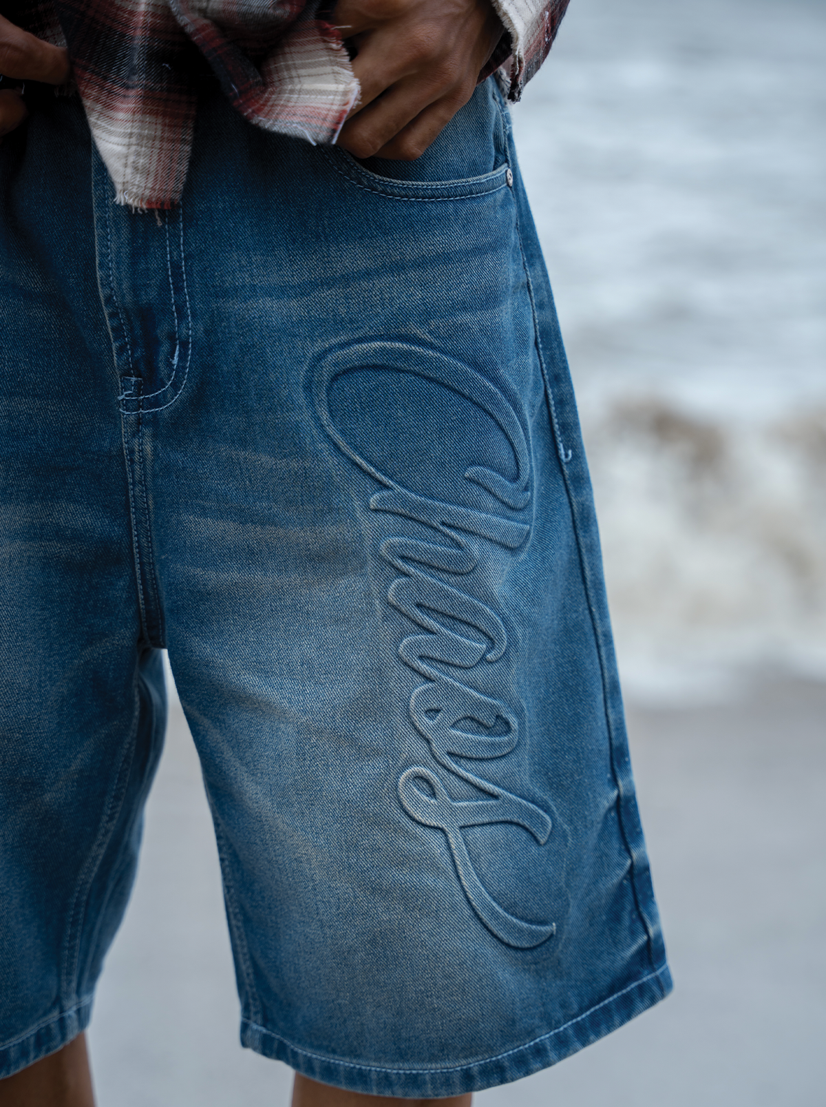 Washed Jorts Light Blue