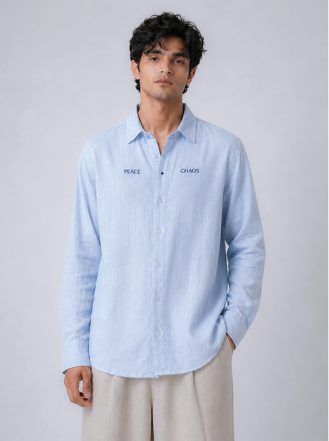 P|C Textured Cotton Shirt Sky