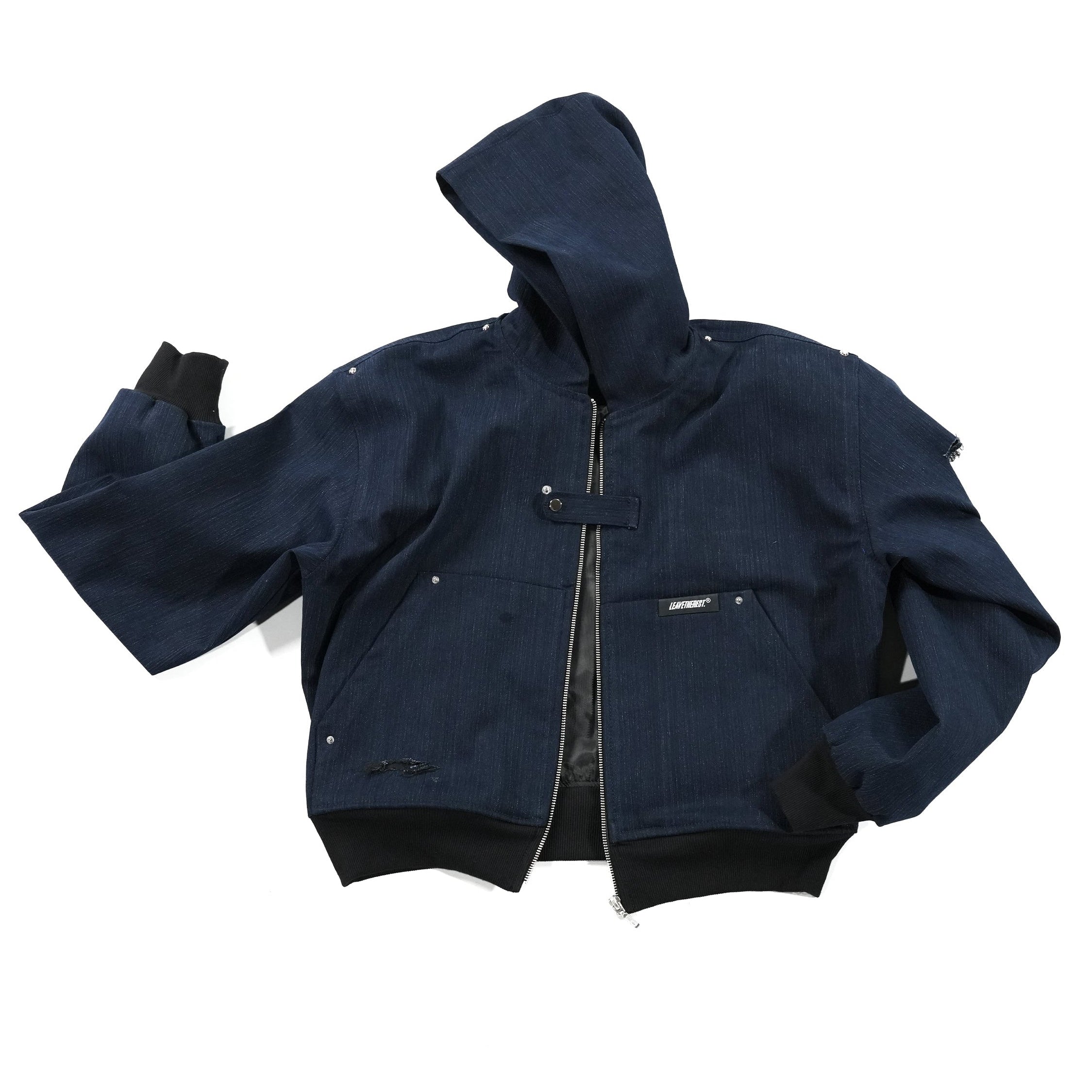 Black/Blue Slub Denim Hoodie RTW