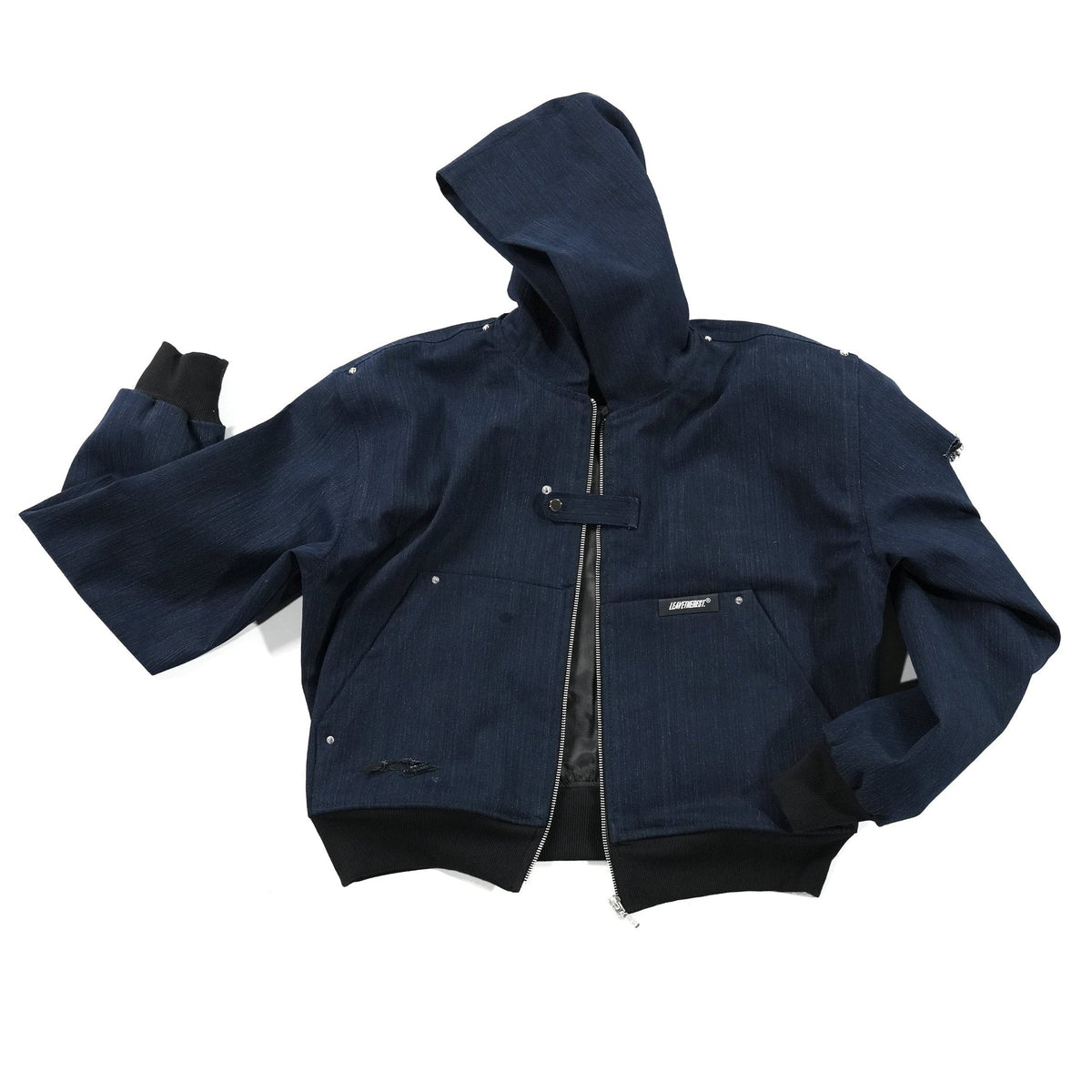 Black/Blue Slub Denim Hoodie RTW