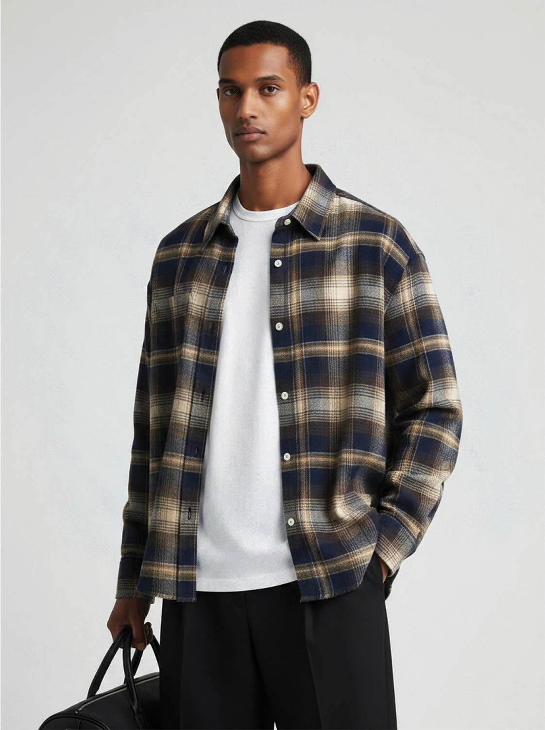 Frayed Flannel Mocha/Navy