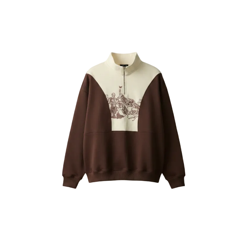 Patchwork Sweatshirt - Coffee