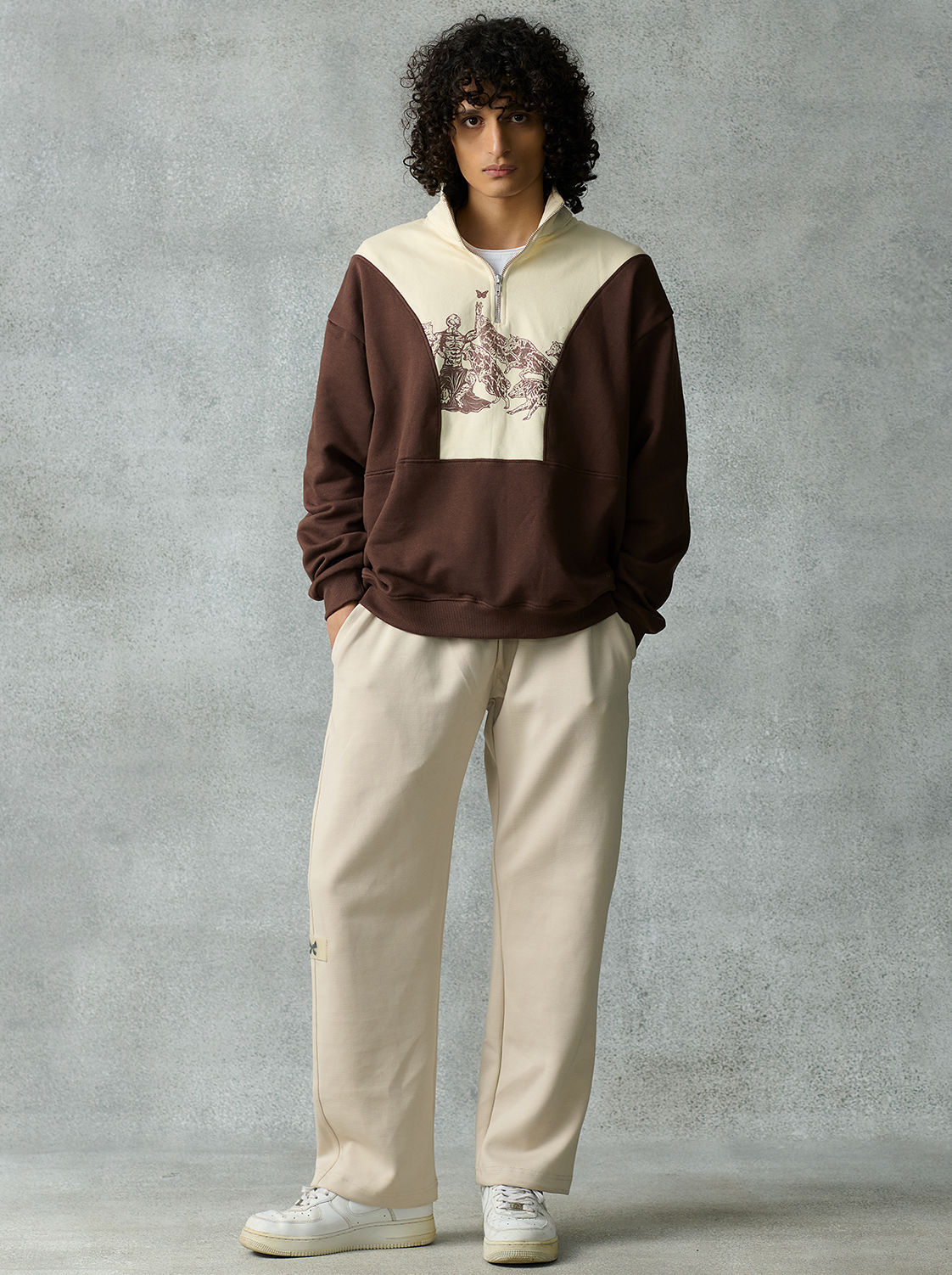 Patchwork Sweatshirt - Coffee