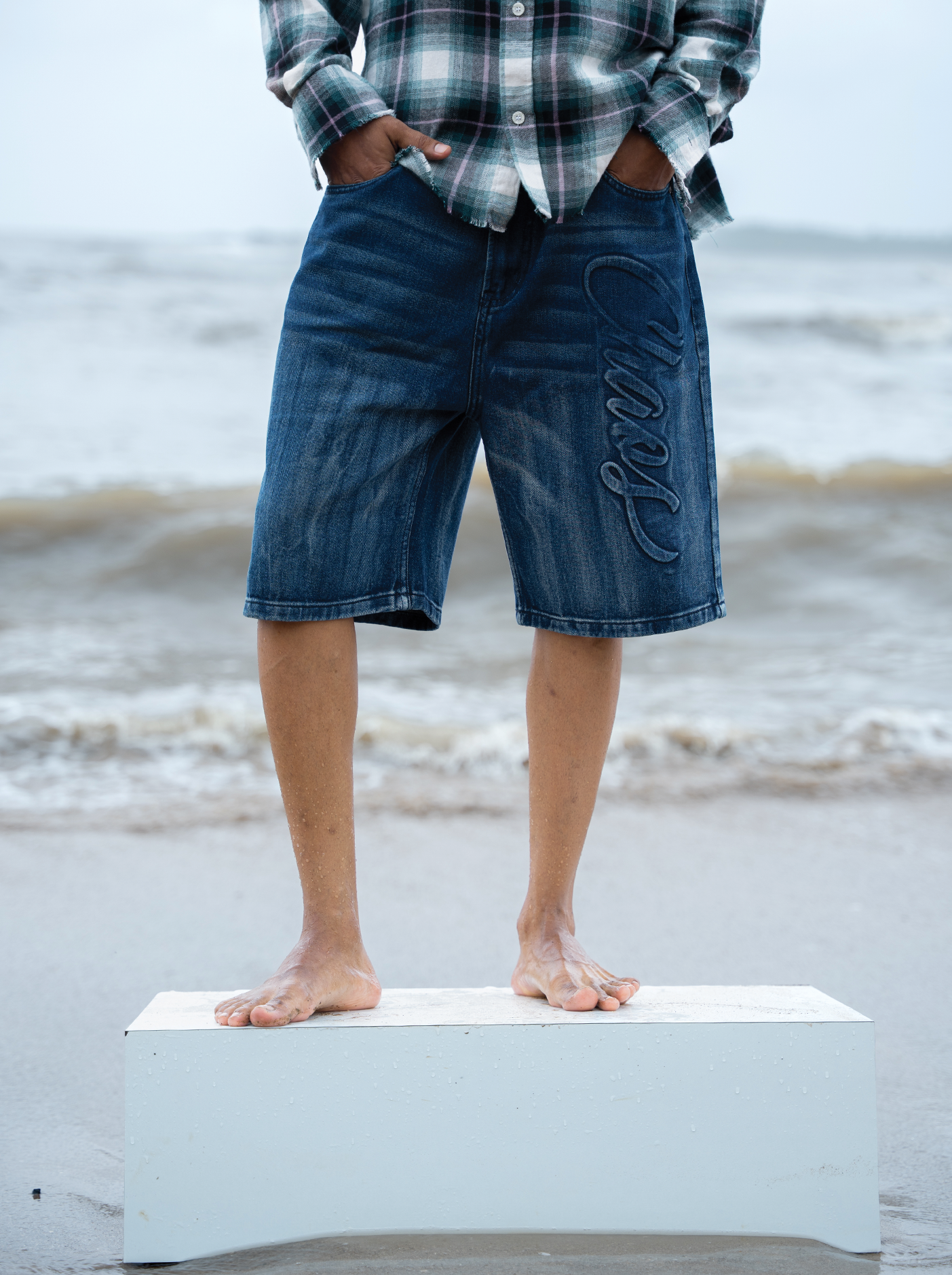 Washed Jorts Dark Blue