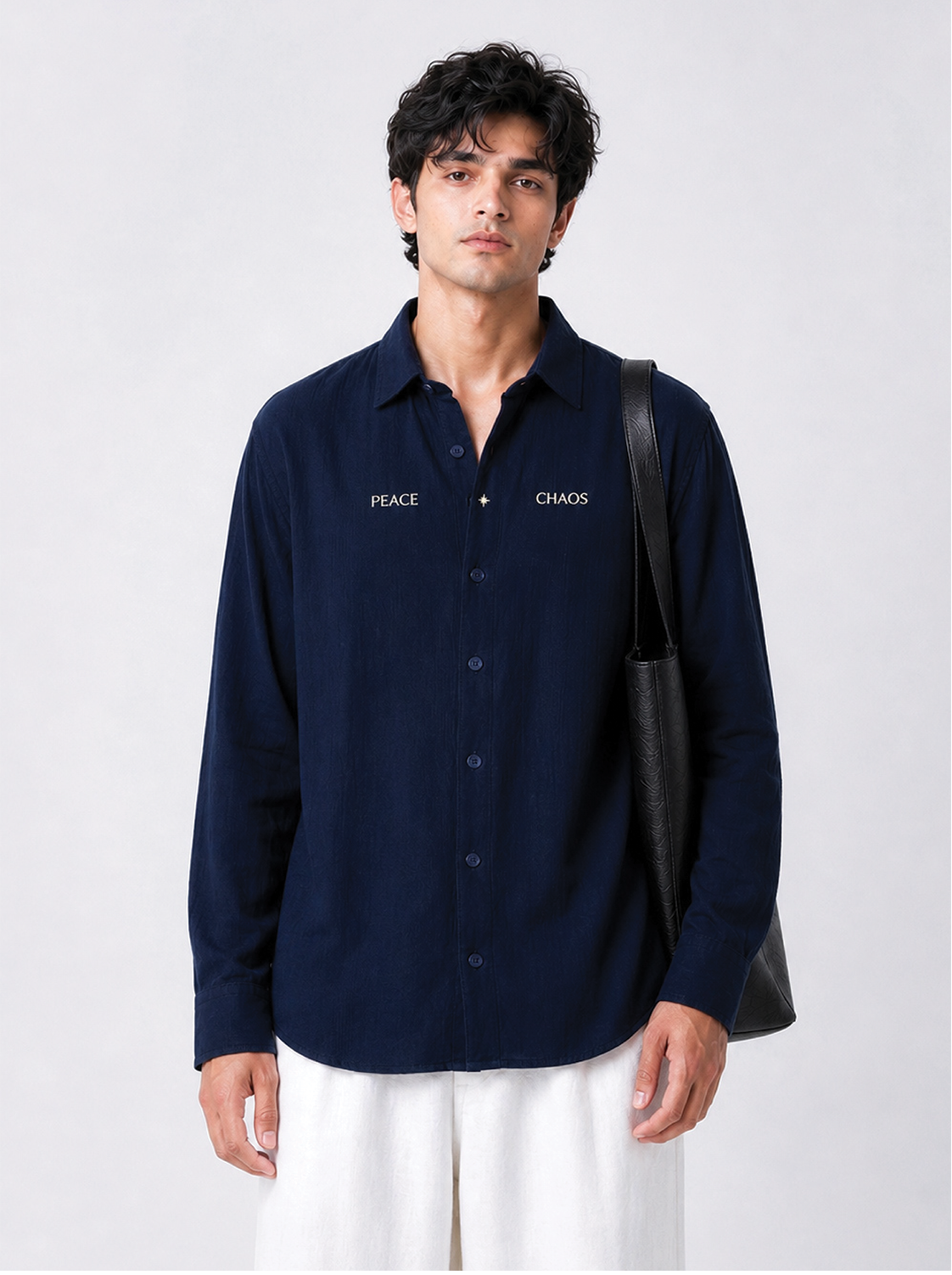P|C Textured Cotton Shirt Midnight