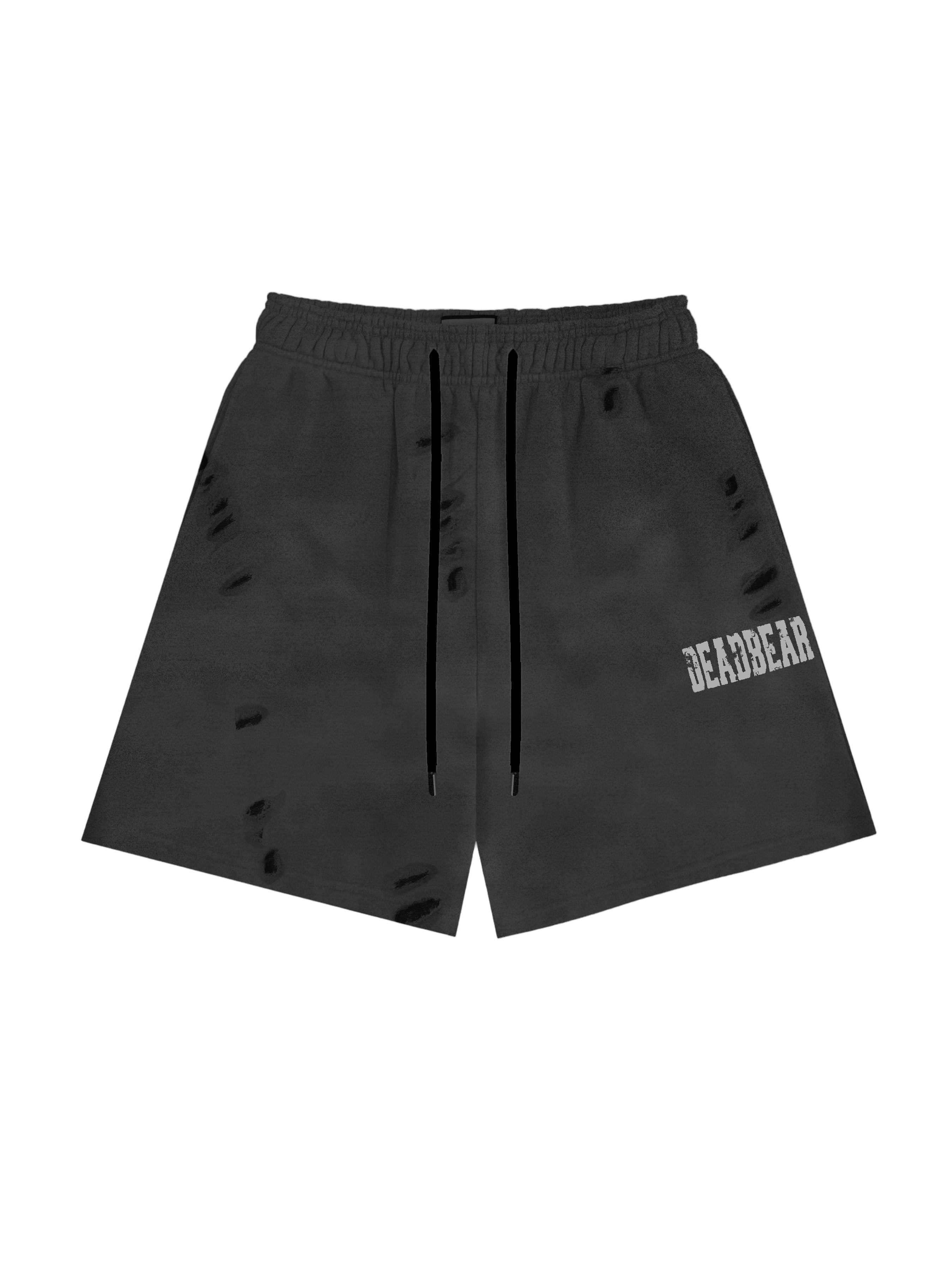 Distressed Washed Black Shorts