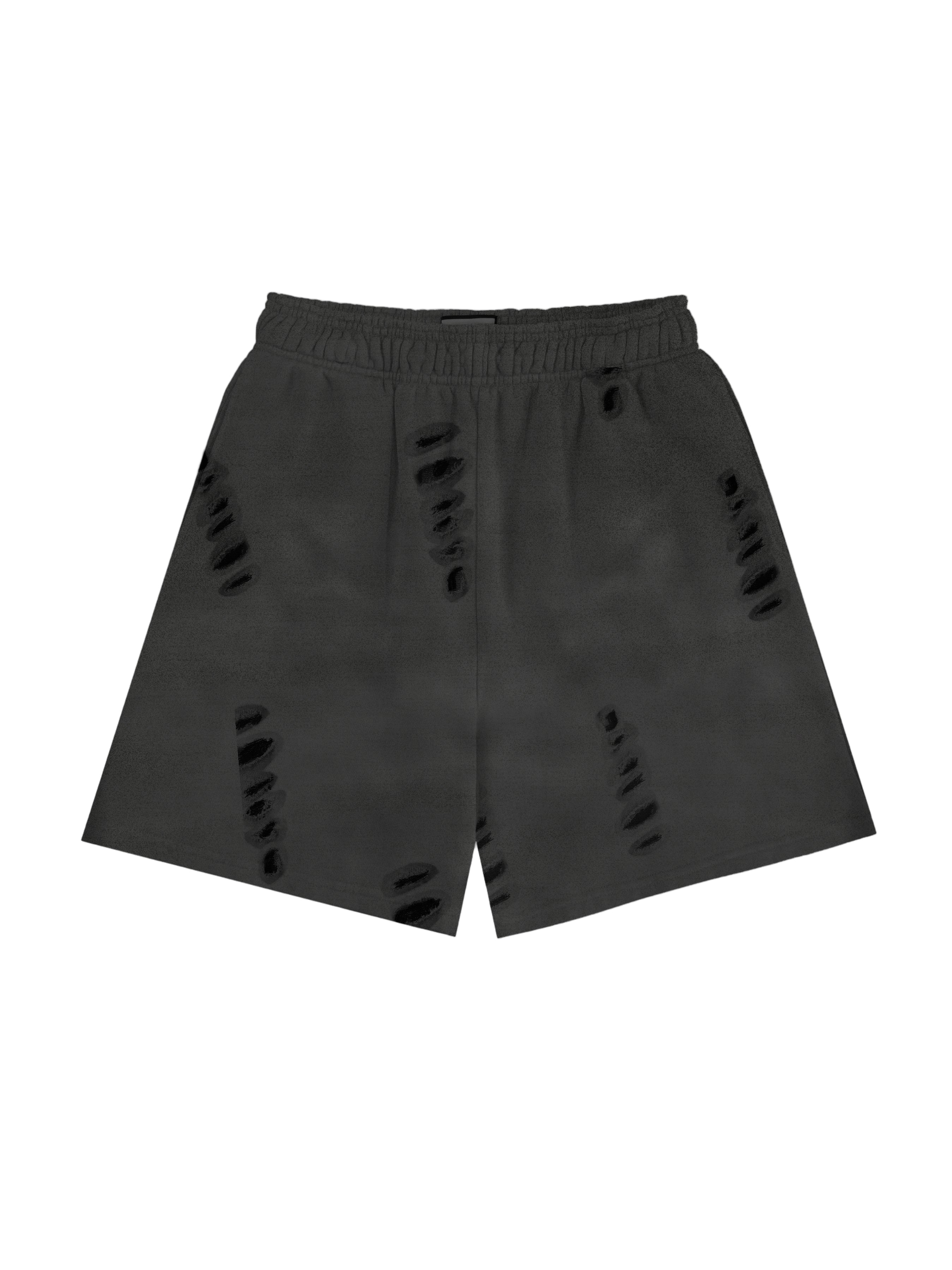 Distressed Washed Black Shorts