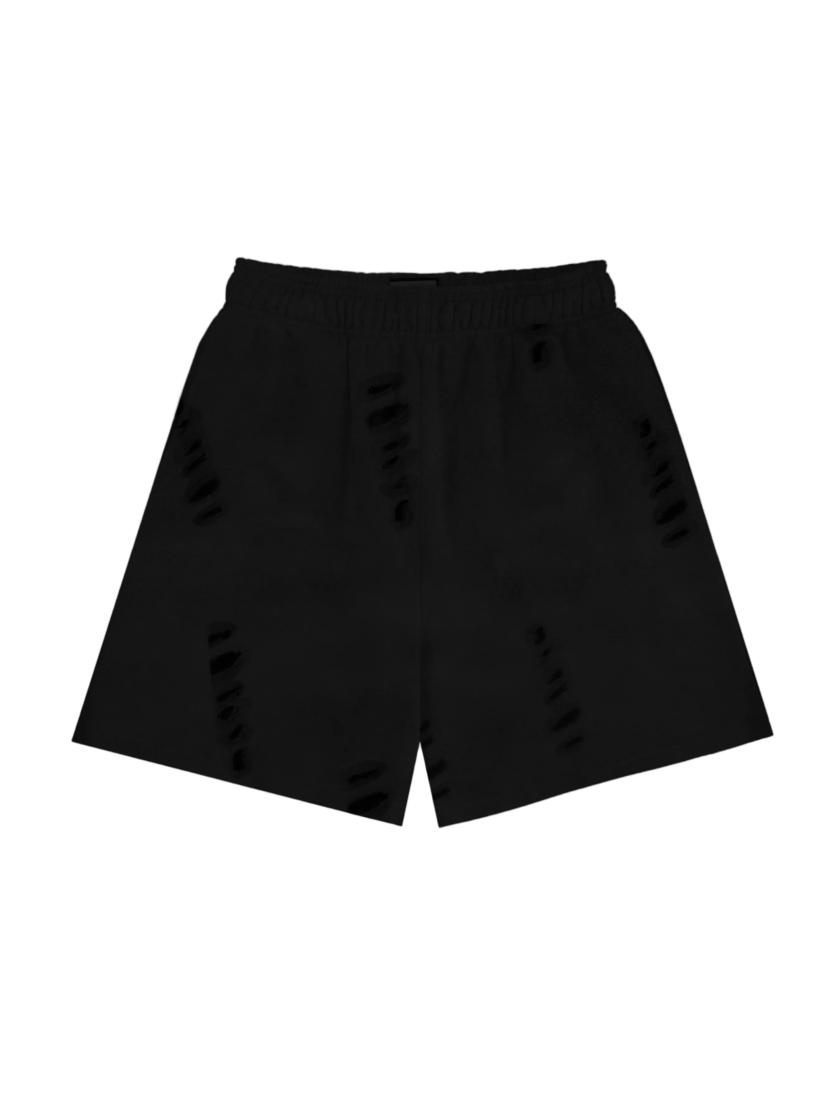 Distressed Black Shorts