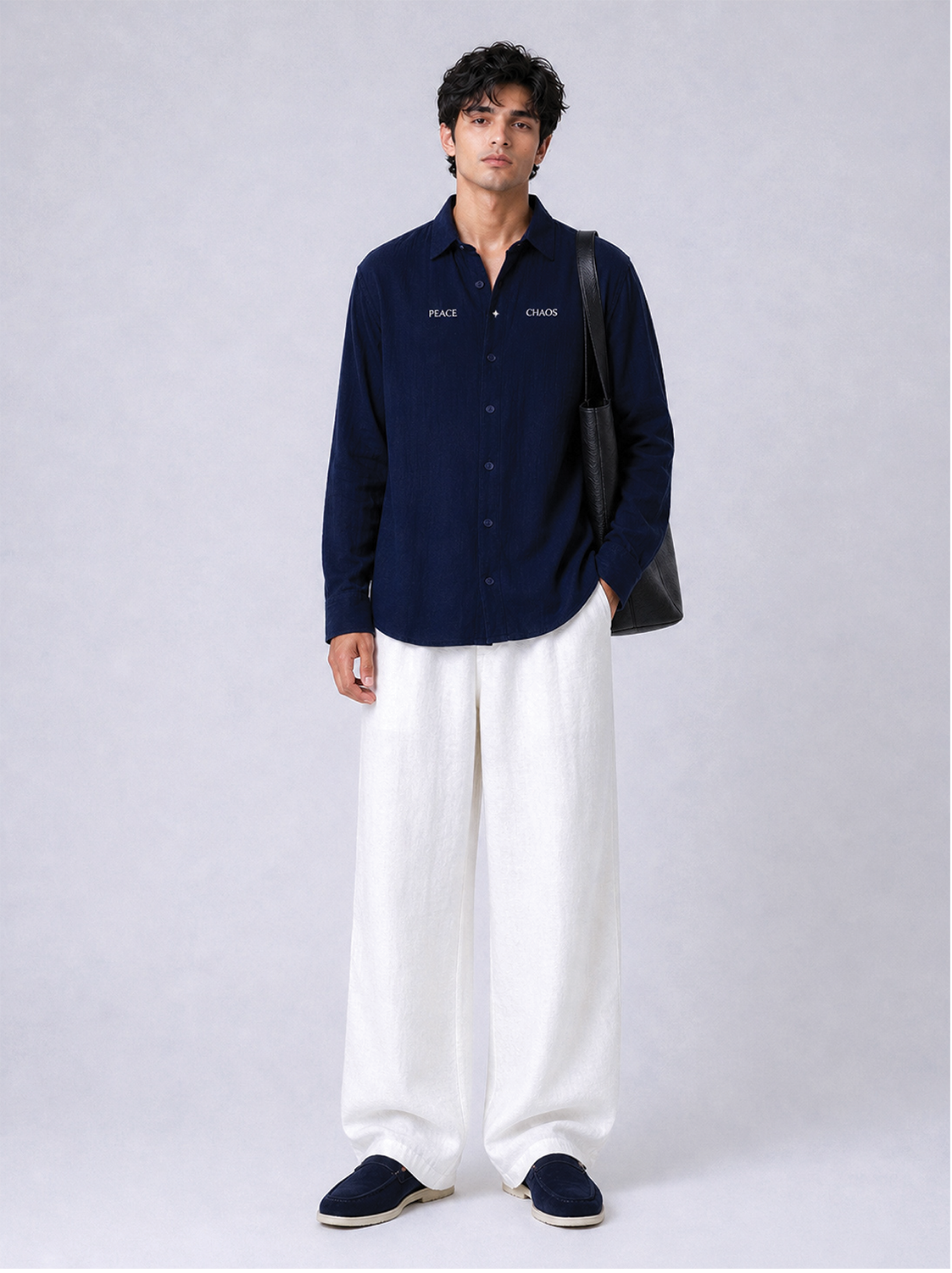 P|C Textured Cotton Shirt Midnight