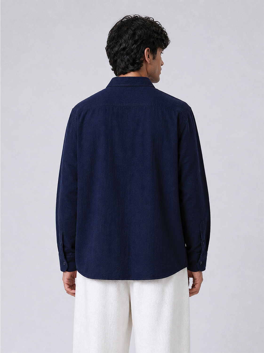 P|C Textured Cotton Shirt Midnight