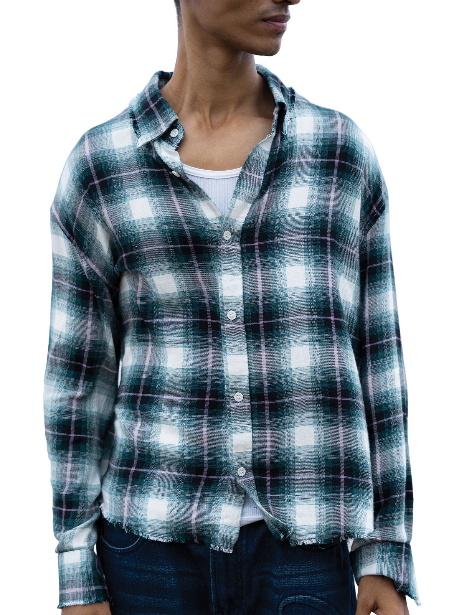 Frayed Flannel Green/White