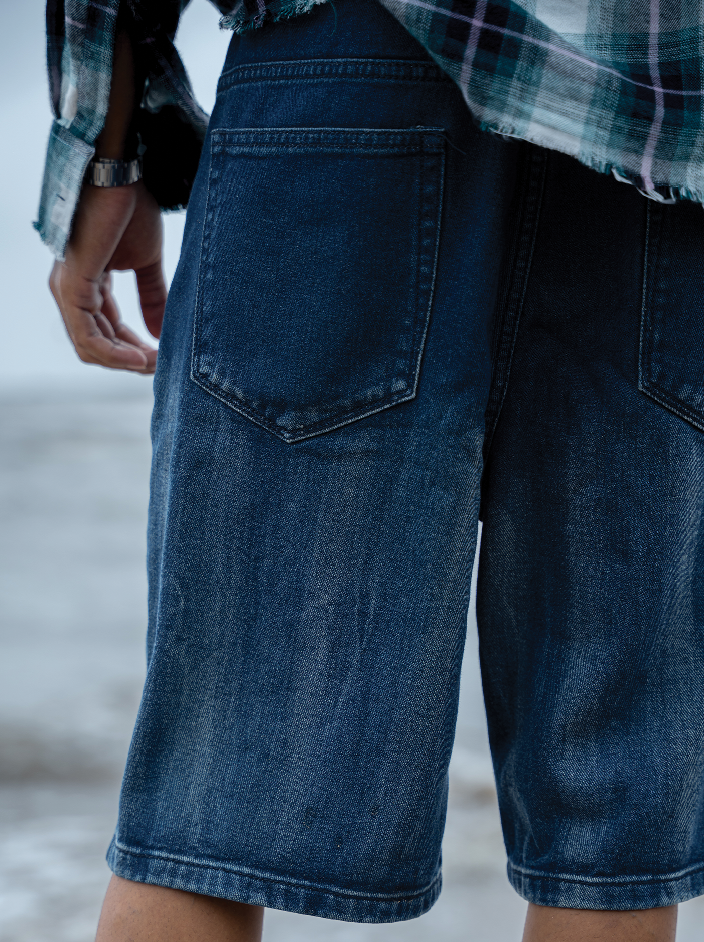 Washed Jorts Dark Blue