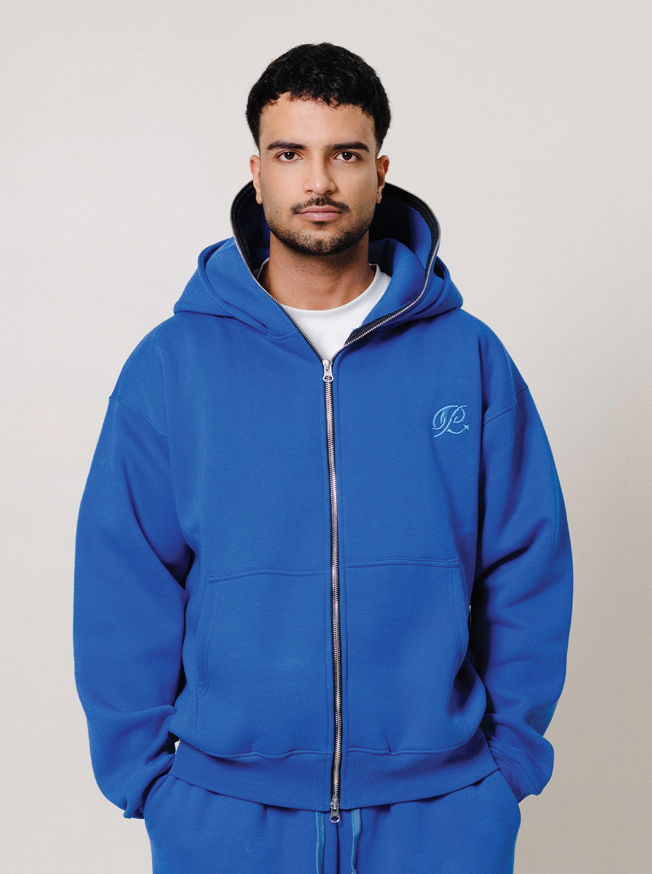 Double Hooded Zipper- Royal Blue