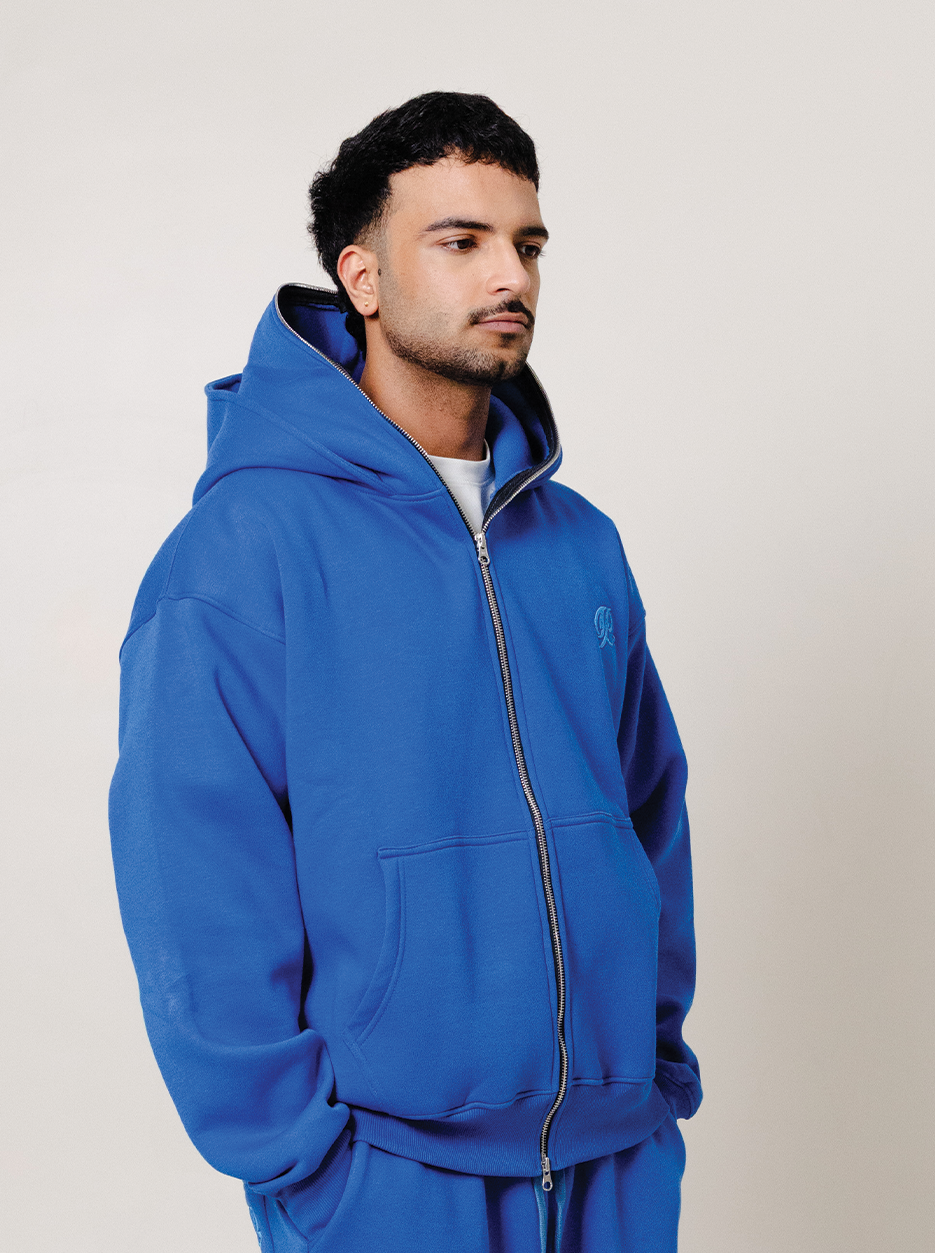 Double Hooded Zipper- Royal Blue