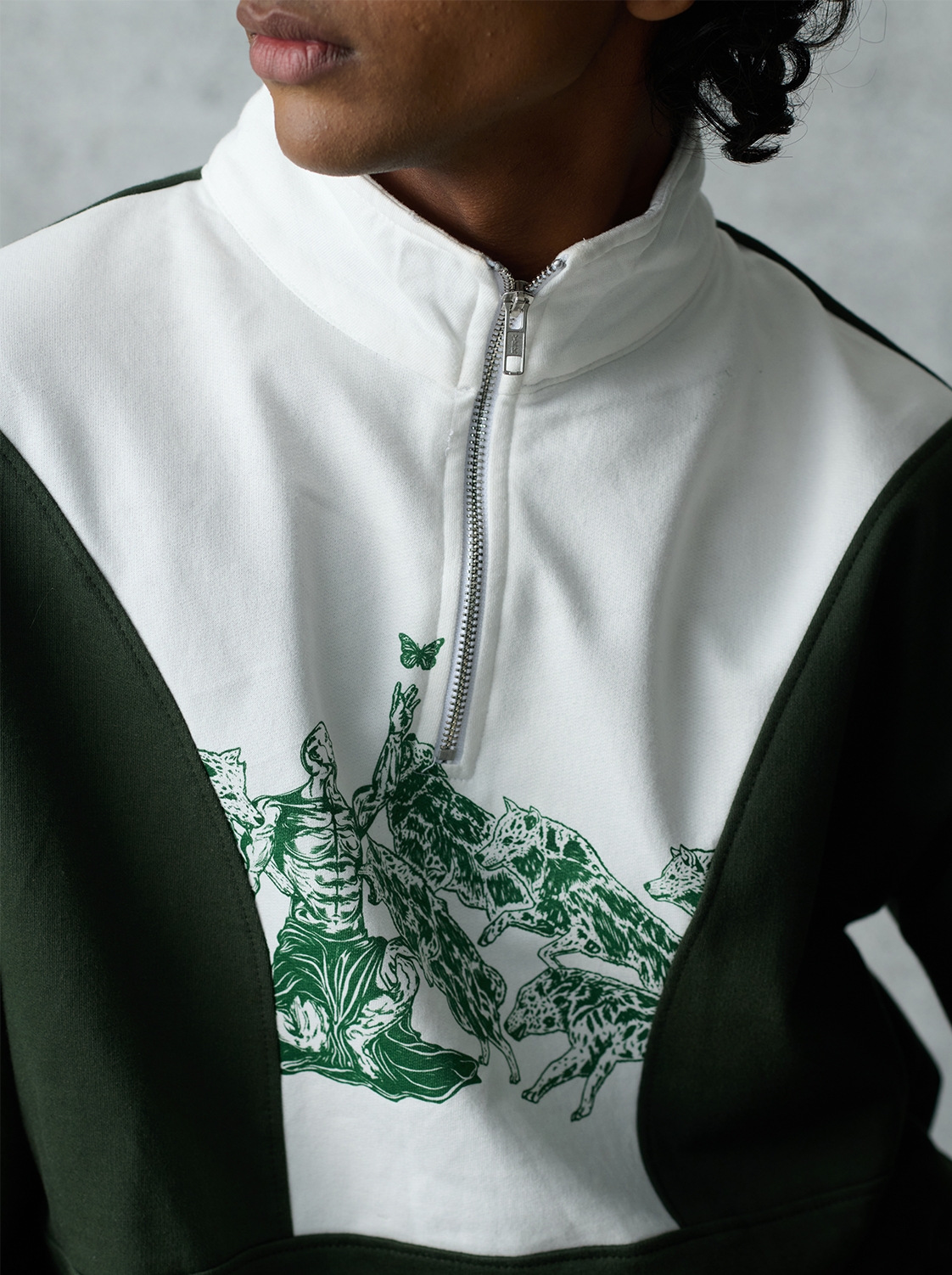 Patchwork Sweatshirt - Forest Green