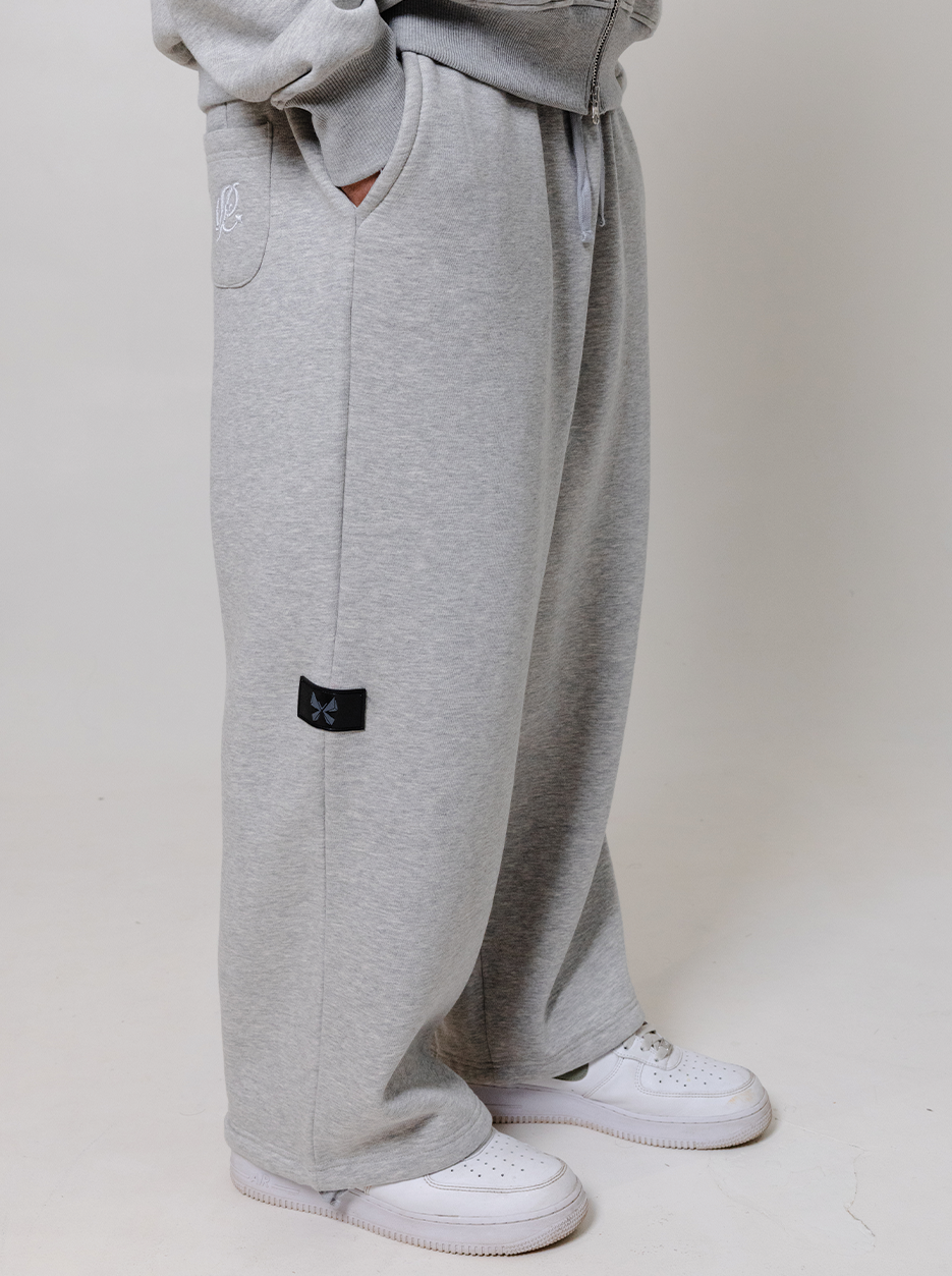 Wide Leg Sweatpants- Concrete