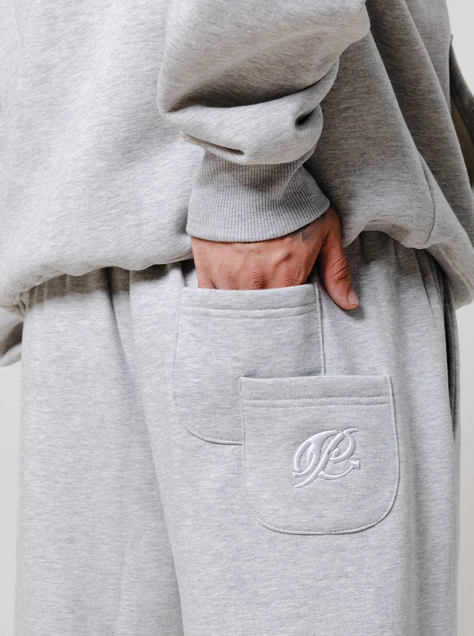 Wide Leg Sweatpants- Concrete