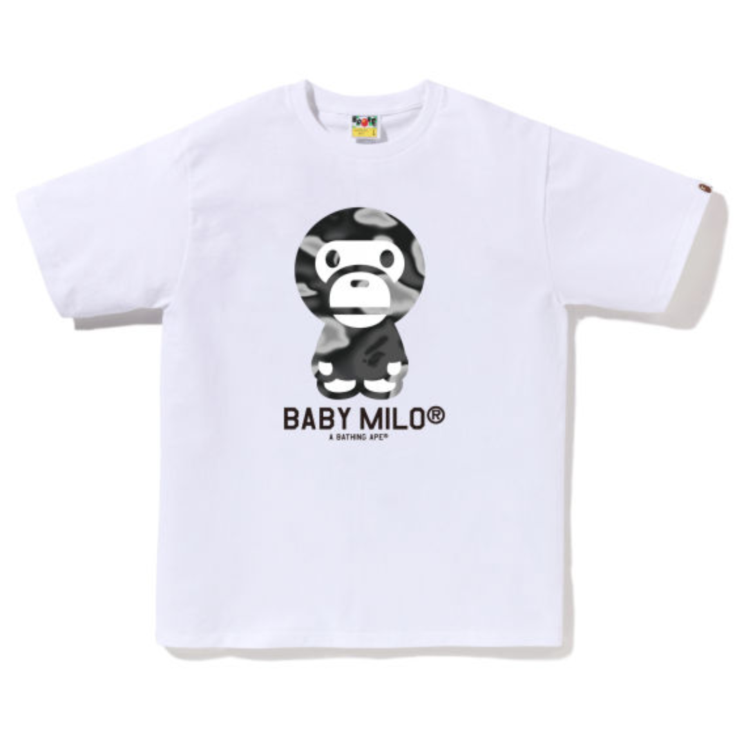 A BATHING APE® Liquid Camo Milo Print T-Shirt White