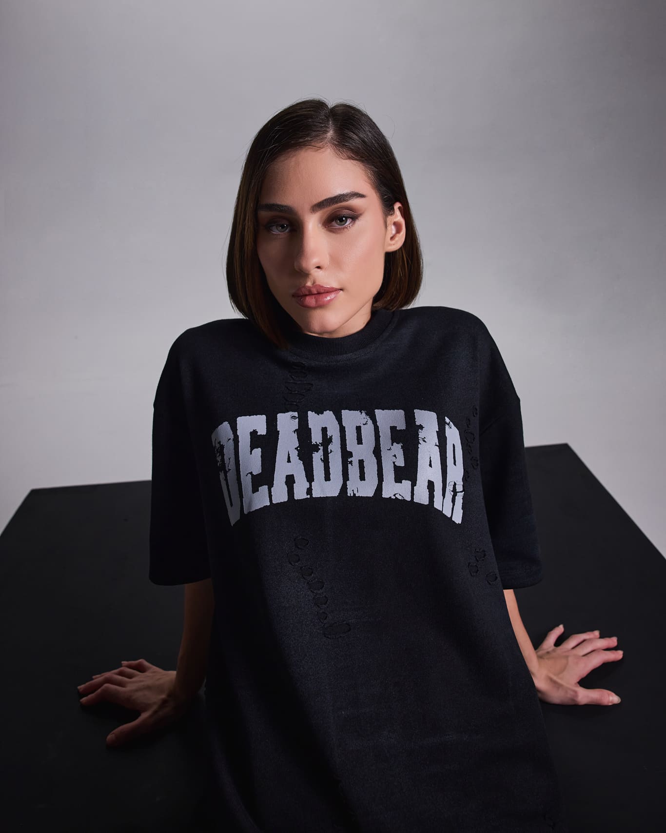 Distressed Washed Black Tee
