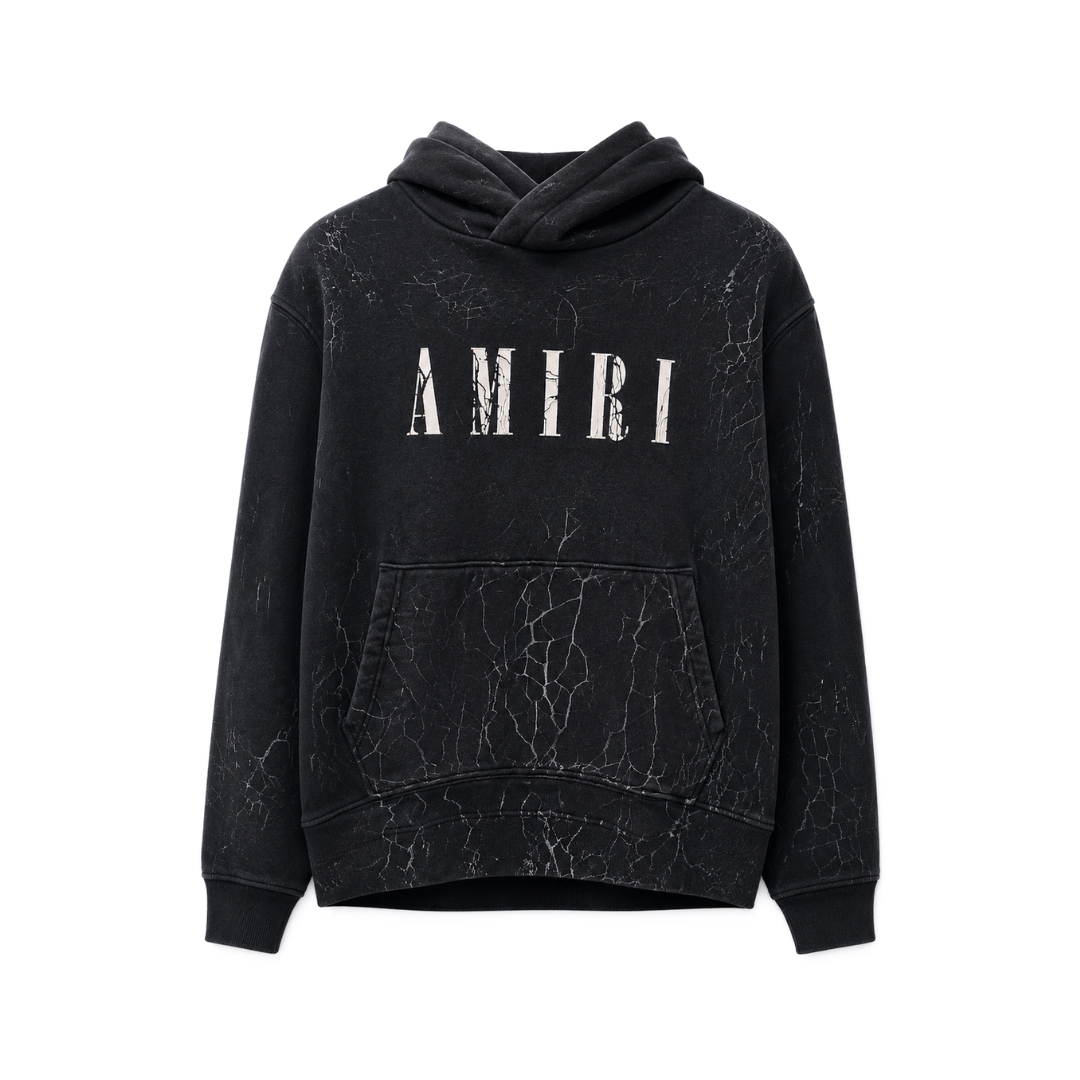 AMIRI A CRACKED DYE HOODIE BLACK
