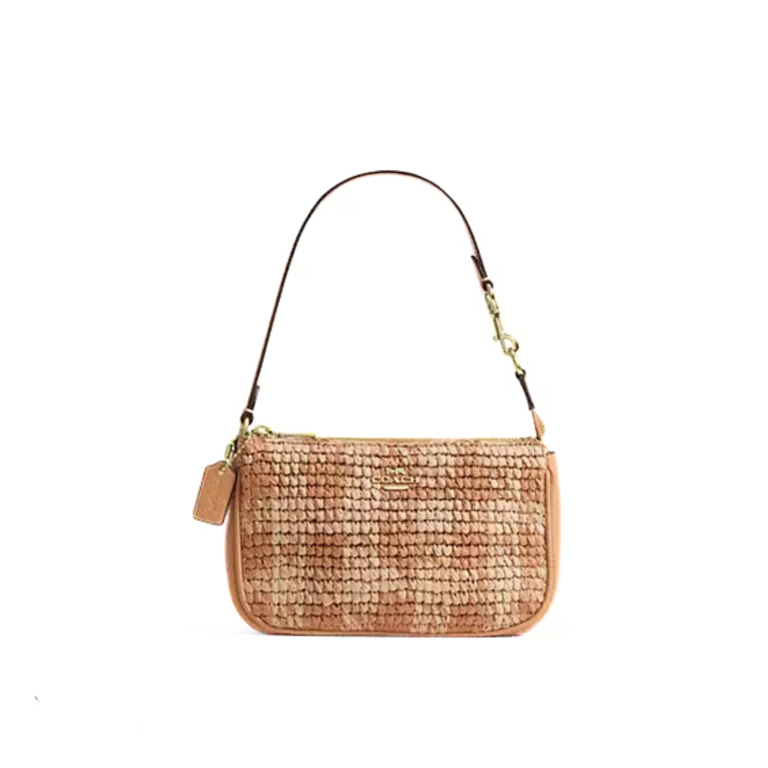 Coach Nolita 19 With Gingham Print straw Gold Tan