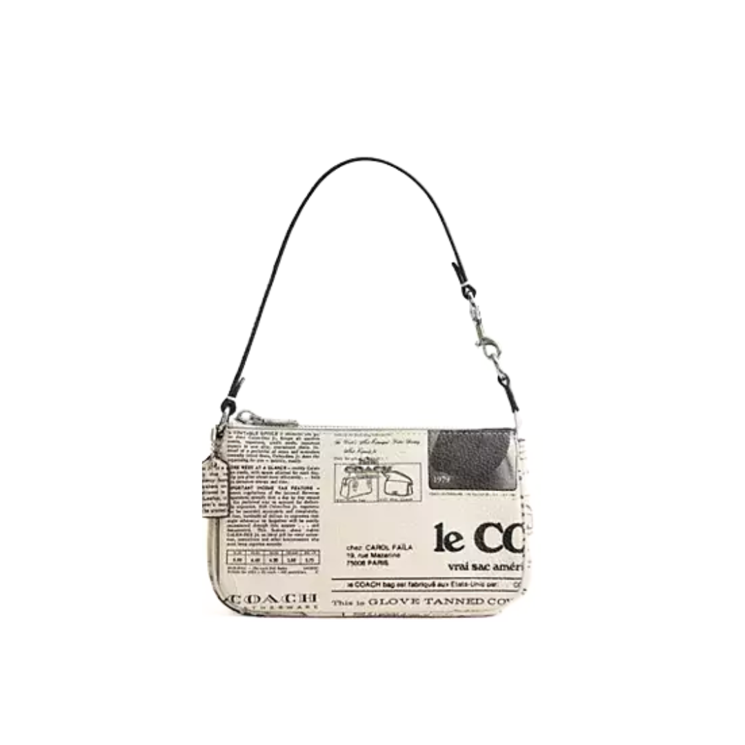 Coach Nolita 19 With Newspaper Print pebbled leather Silver Chalk Multi