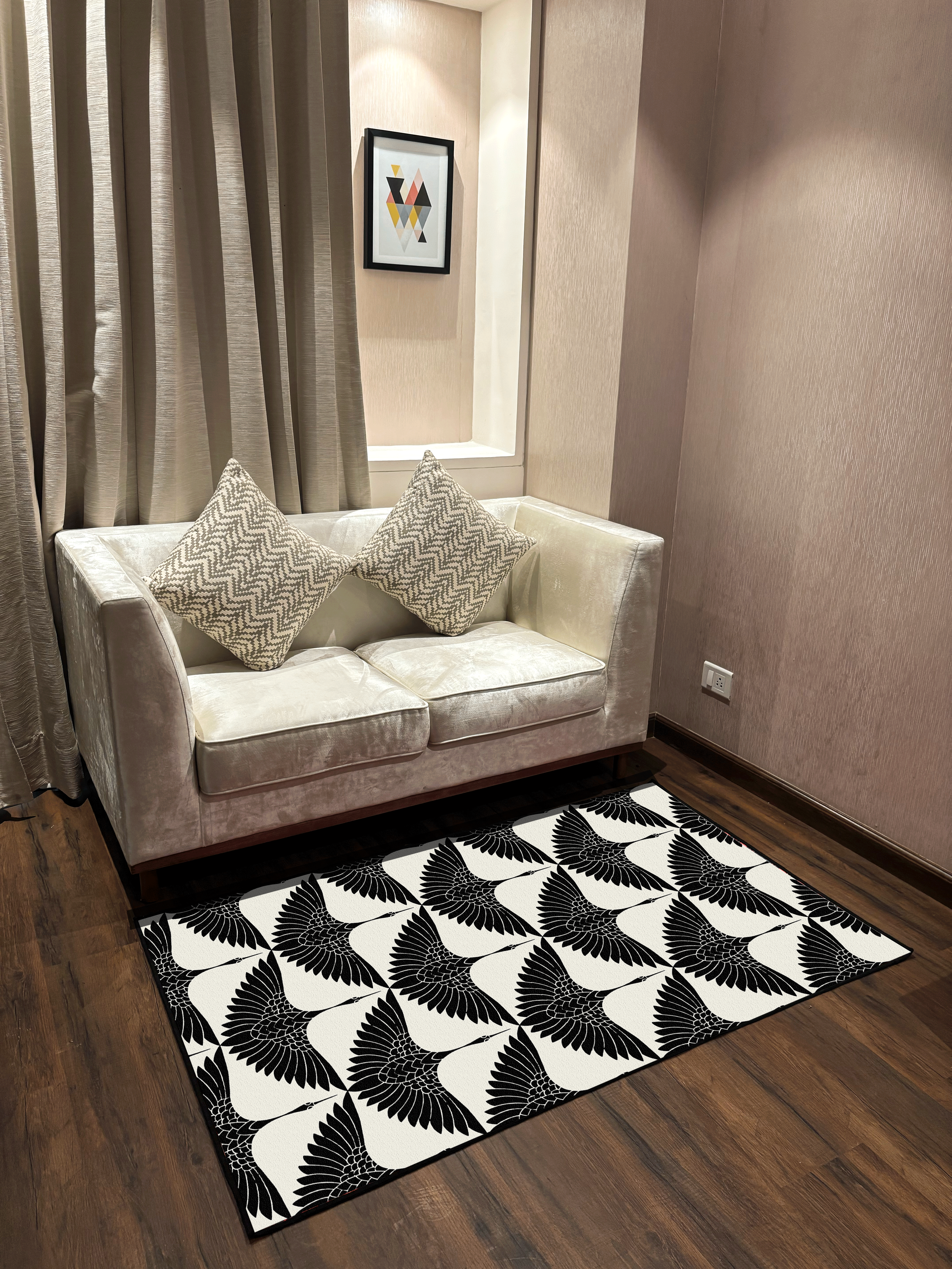 Bird monochromatic Printed Washable Custom Rug