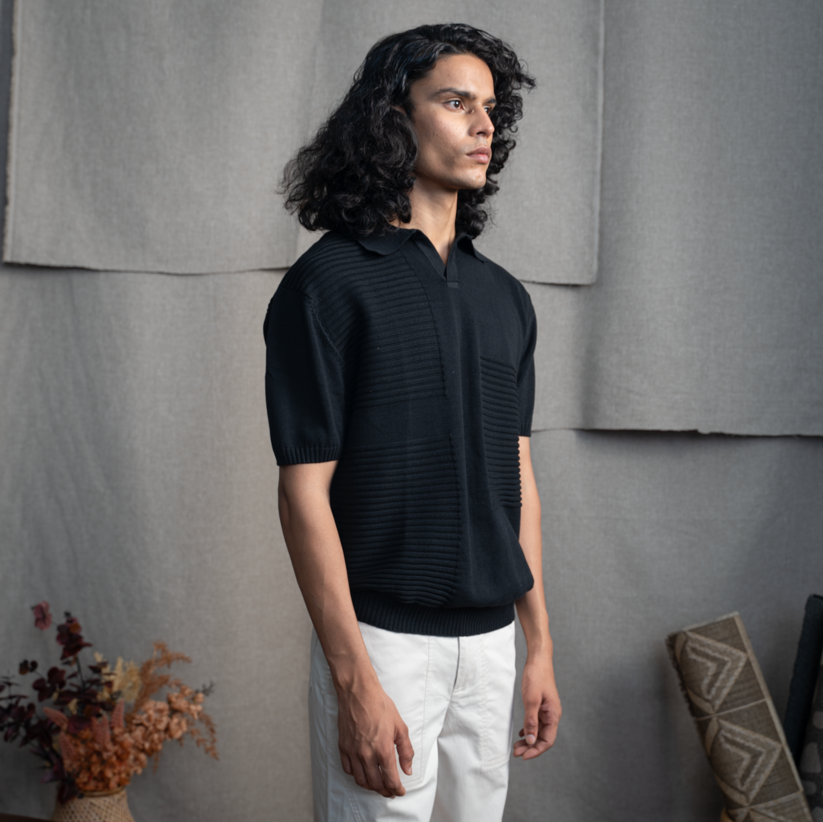 OLD MONEY POLO T-SHIRT- JET BLACK