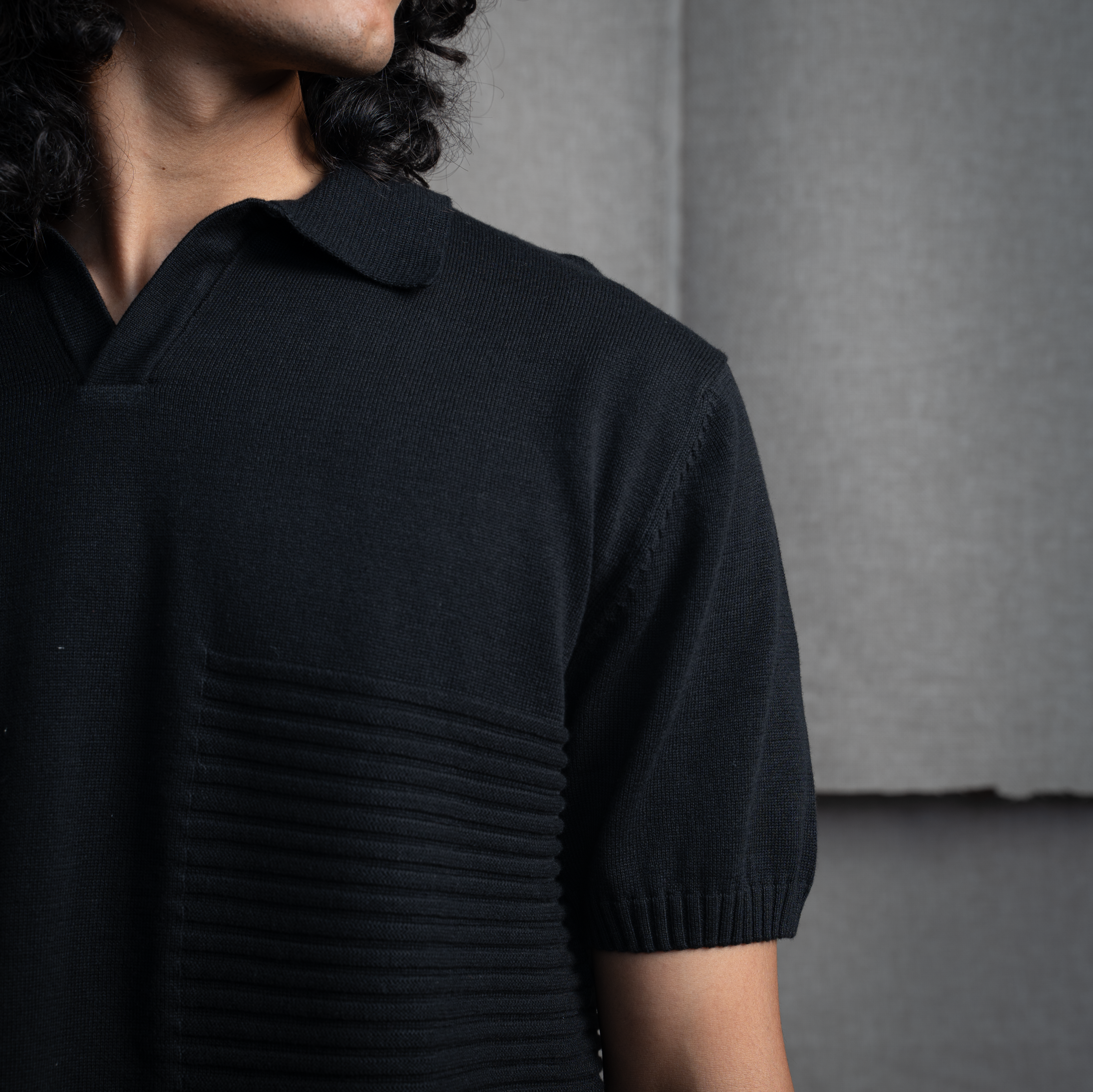 OLD MONEY POLO T-SHIRT- JET BLACK