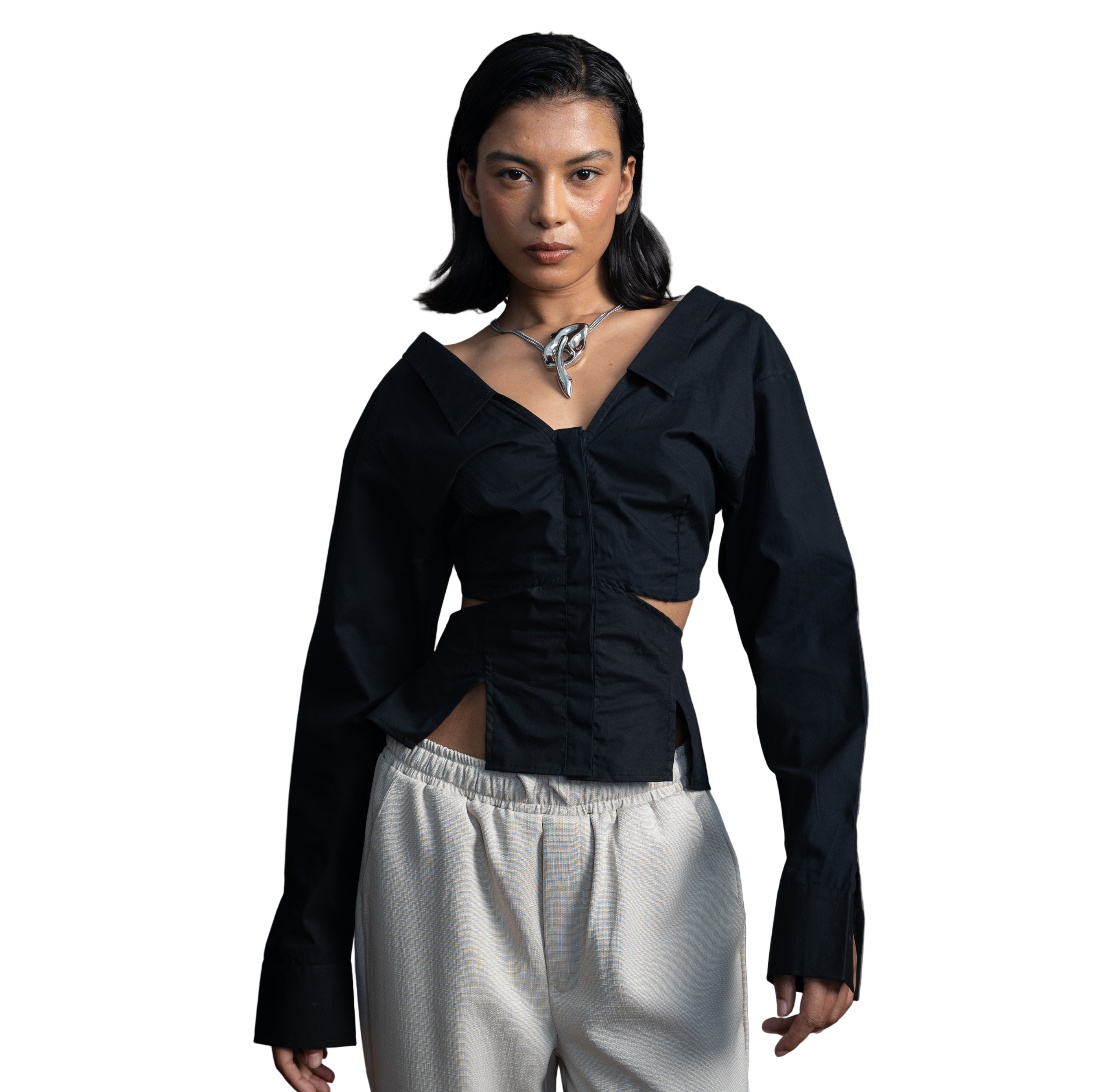 BUTTON DOWN PEPLUM