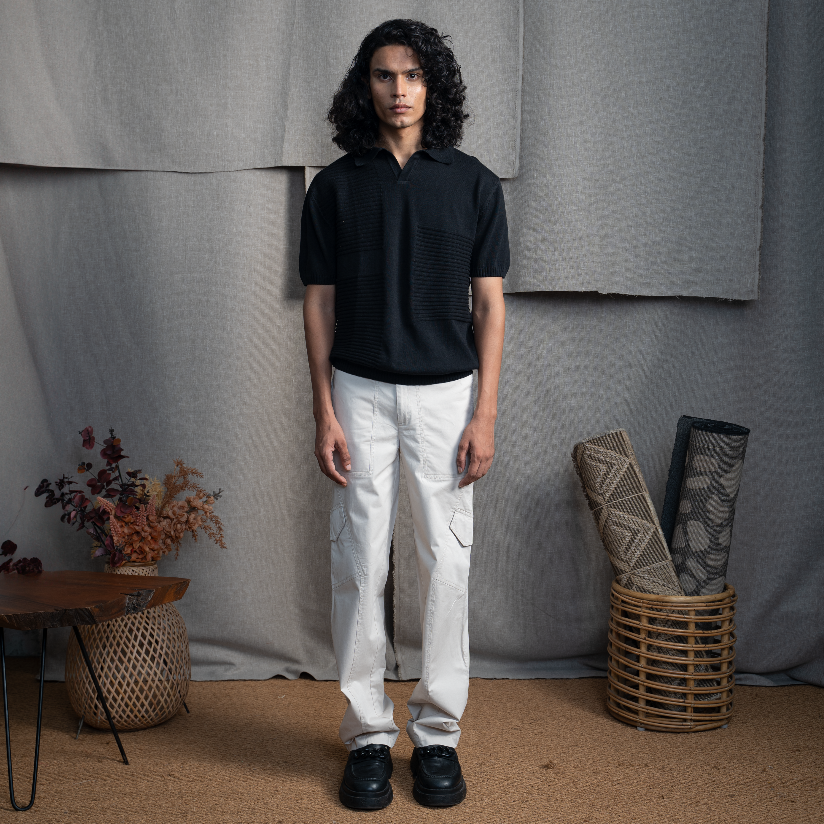 OLD MONEY POLO T-SHIRT- JET BLACK