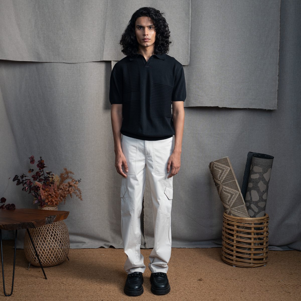 OLD MONEY POLO T-SHIRT- JET BLACK