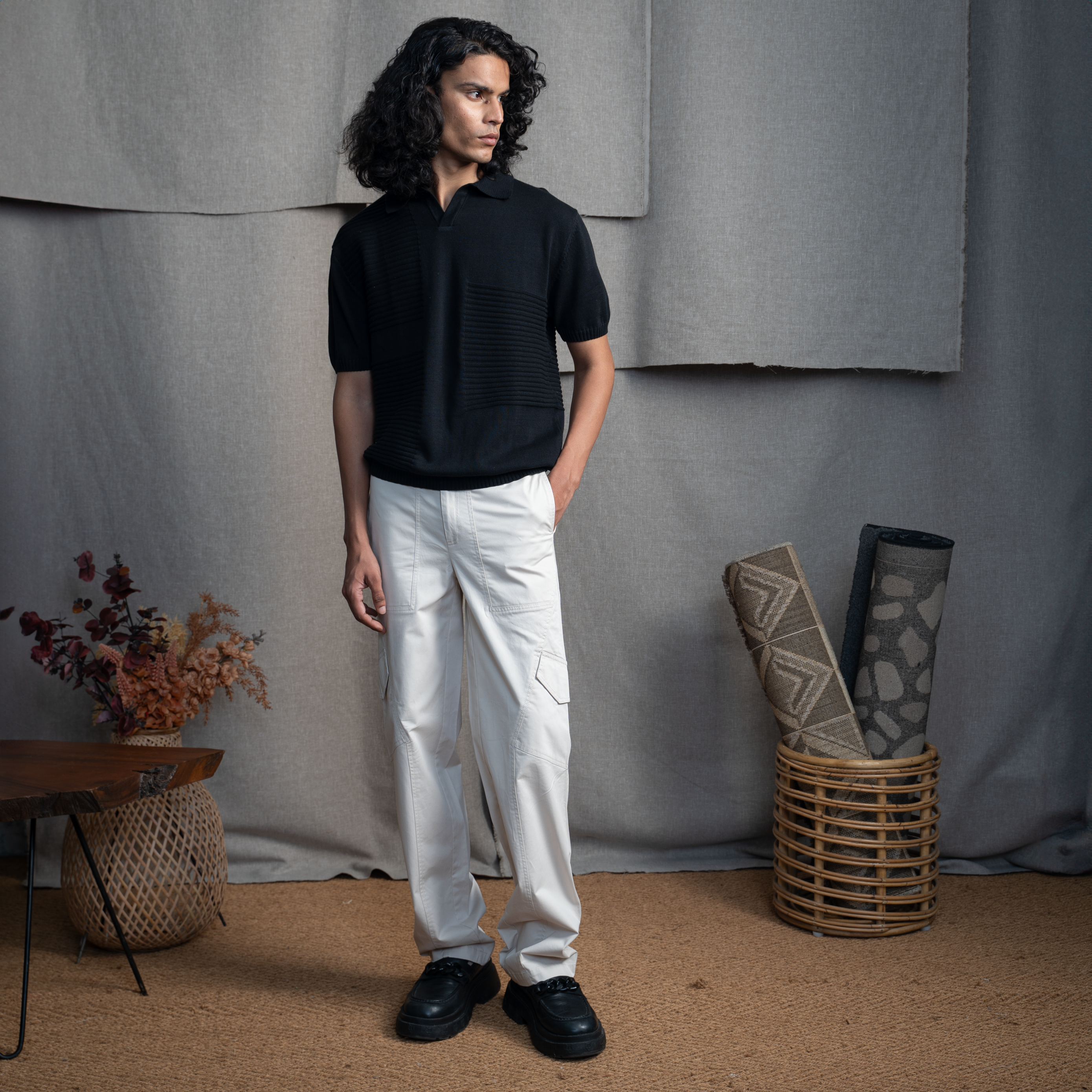 OLD MONEY POLO T-SHIRT- JET BLACK