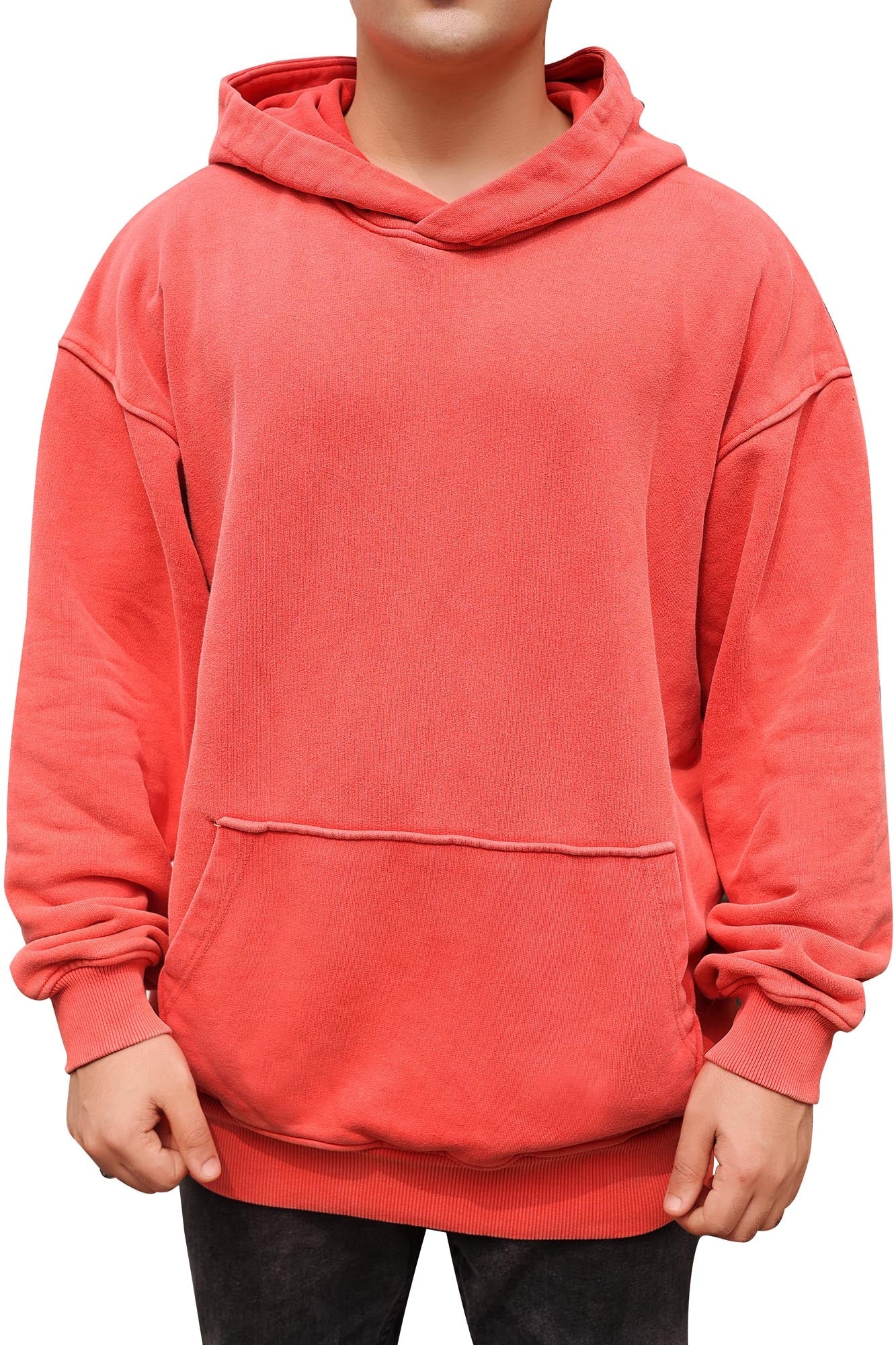 OVERDYED HEAVY WEIGHT HOODIE (BRIGHT SCARLET)