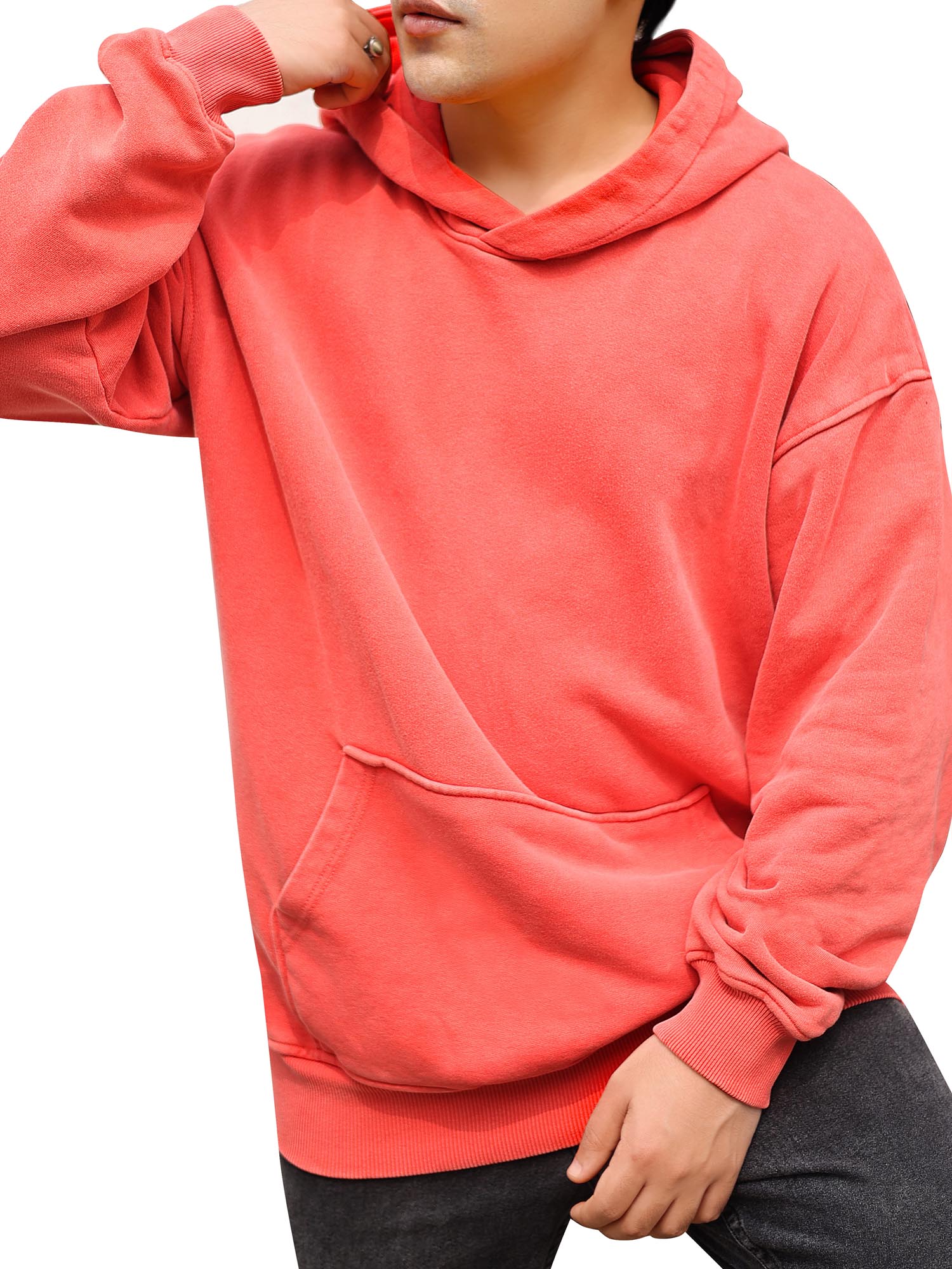 OVERDYED HEAVY WEIGHT HOODIE (BRIGHT SCARLET)